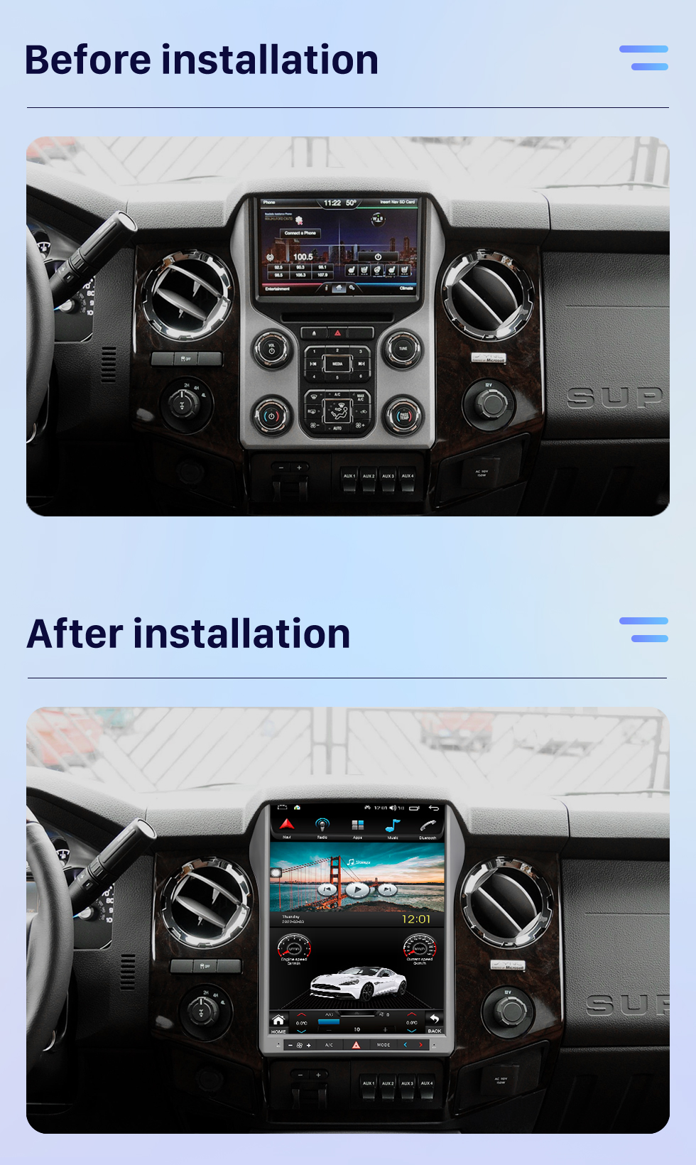 Seicane Carplay 13 inch Android 12.0 for 2013 2014 2015 2016 Ford F250 F350 Radio Android Auto GPS Navigation System With HD Touchscreen Bluetooth support OBD2 DVR Seicane Carplay 13 inch Android 12.0 for 2013 2014 2015 2016 Ford F250 F350 Radio Android Auto GPS Navigation System With HD Touchscreen Bluetooth support OBD2 DVR