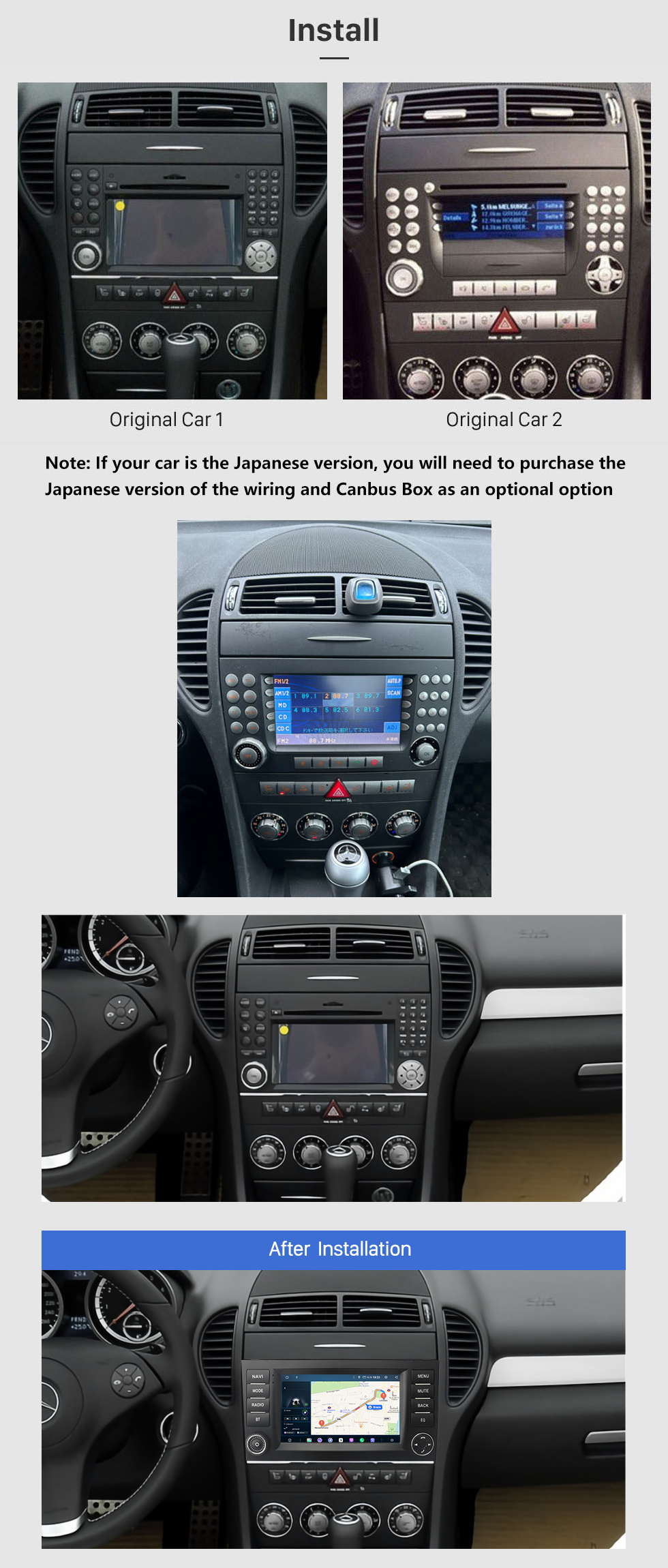 Seicane Für 2006 2007 2008-2010 Mercedes-Benz SLK Radio Carplay Android 14.0 HD Touchscreen 7 Zoll GPS-Navigation mit Bluetooth WIFI-Unterstützung Lenkradsteuerung Seicane Für 2006 2007 2008-2010 Mercedes-Benz SLK Radio Carplay Android 14.0 HD Touchscreen 7 Zoll GPS-Navigation mit Bluetooth WIFI-Unterstützung Lenkradsteuerung