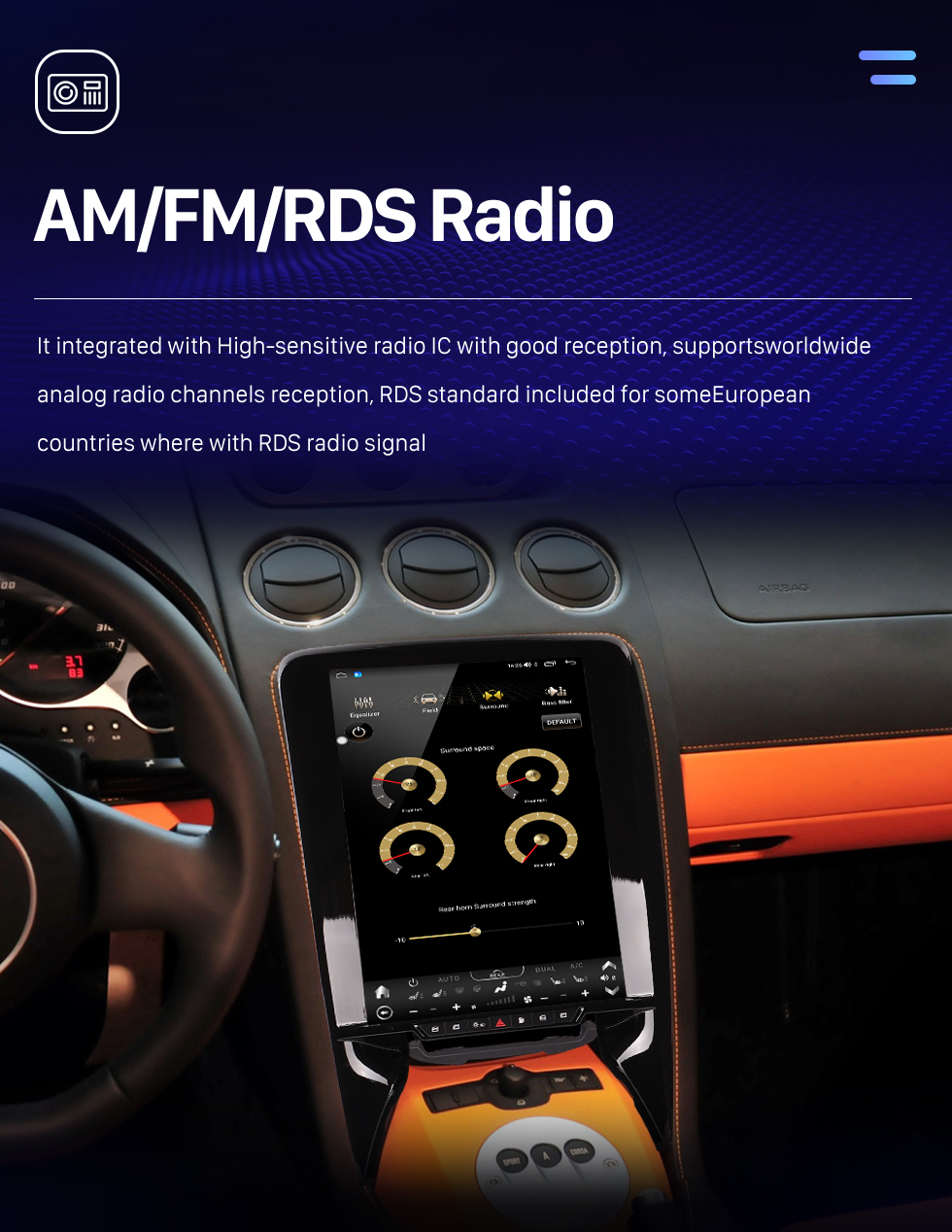 Seicane Carplay 12.1 inch Android 10.0 HD Touchscreen GPS Navigation Radio for 2009 Lamborghin Galardo LP560-4 with Bluetooth support TPMS AHD Camera Seicane Carplay 12.1 inch Android 10.0 HD Touchscreen GPS Navigation Radio for 2009 Lamborghin Galardo LP560-4 with Bluetooth support TPMS AHD Camera