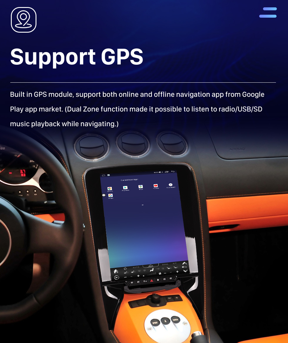Seicane Carplay 12.1 inch Android 10.0 HD Touchscreen GPS Navigation Radio for 2009 Lamborghin Galardo LP560-4 with Bluetooth support TPMS AHD Camera Seicane Carplay 12.1 inch Android 10.0 HD Touchscreen GPS Navigation Radio for 2009 Lamborghin Galardo LP560-4 with Bluetooth support TPMS AHD Camera