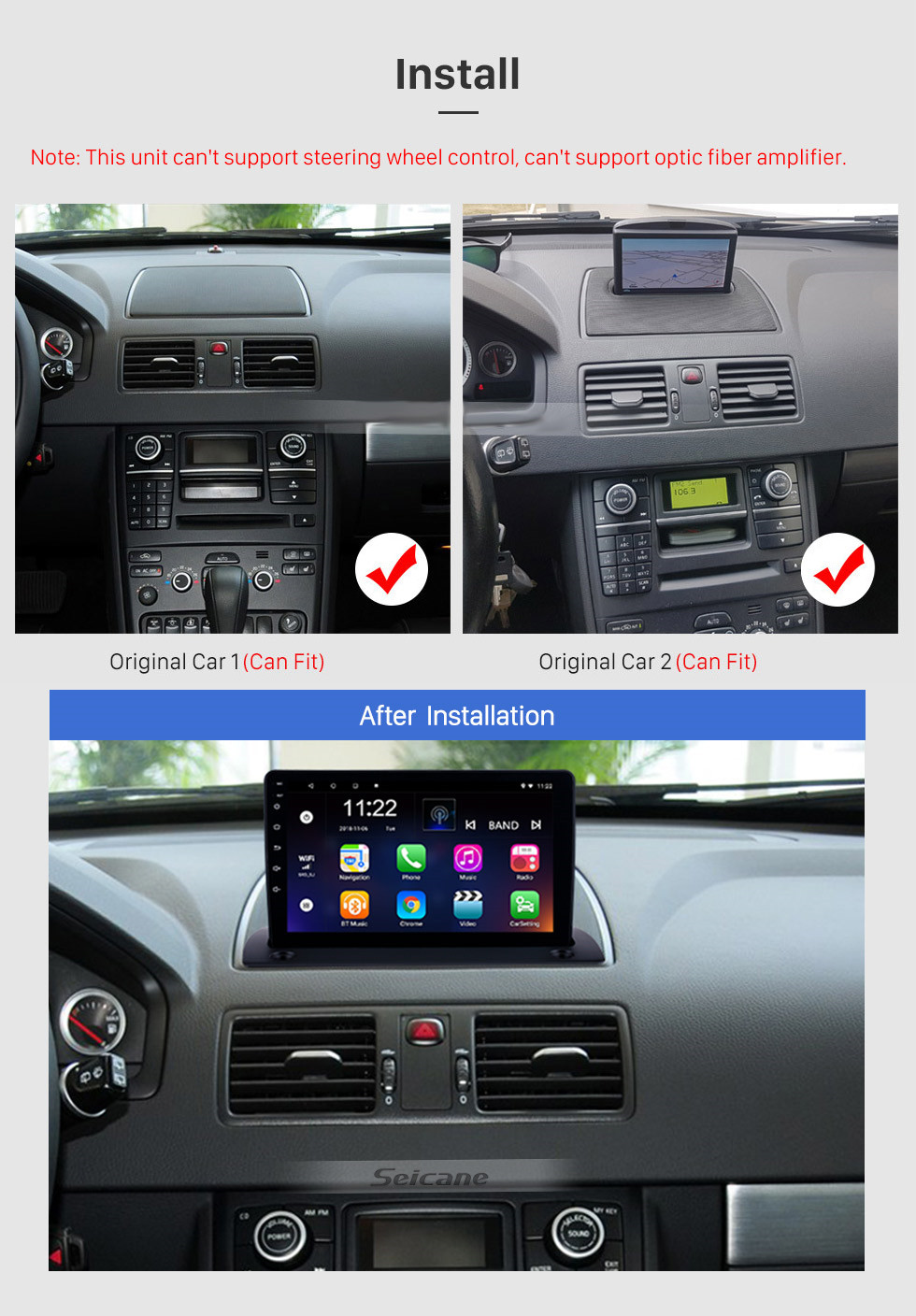 Seicane HD Touchscreen for 2004 2005 2006-2014 Volvo XC90 Android 8.1 9 inch Radio GPS Navigation System with Bluetooth WIFI USB support Carplay Digital TV Seicane HD Touchscreen for 2004 2005 2006-2014 Volvo XC90 Android 8.1 9 inch Radio GPS Navigation System with Bluetooth WIFI USB support Carplay Digital TV
