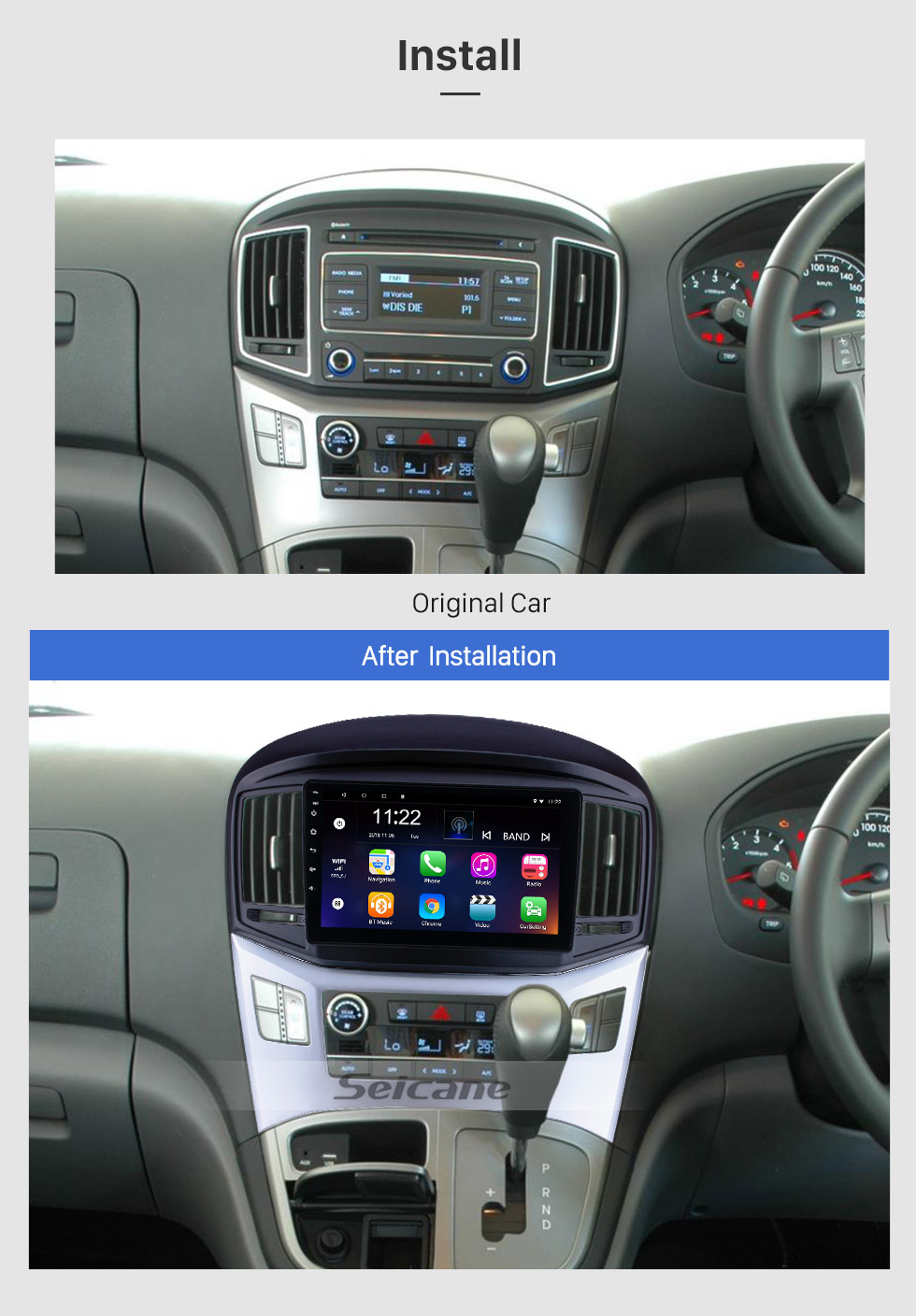 Seicane 10.1 pulgadas Android 8.1 2016 2017 2018 Hyundai Starex H-1 Wagon Radio de navegación GPS con pantalla táctil Bluetooth USB Wifi Soporte AUX TPMS DVR Seicane 10.1 pulgadas Android 8.1 2016 2017 2018 Hyundai Starex H-1 Wagon Radio de navegación GPS con pantalla táctil Bluetooth USB Wifi Soporte AUX TPMS DVR