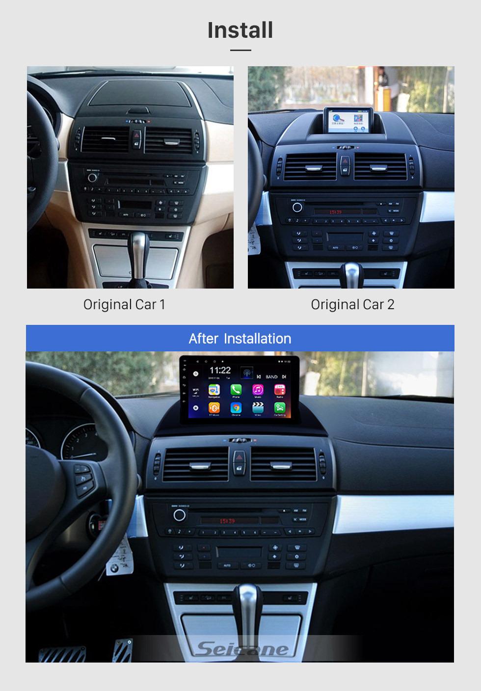 Seicane Android 8.1 9 pulgadas 2004-2012 BMW X3 E83 2.0i 2.5i 2.5si 3.0i 3.0si 3.0si 2.0d 3.0d 3.0sd GPS Sistema de navegación automático con radio FM FM Bluetooth Música Sintonizador de TV Control del volante 3G WIFI Seicane Android 8.1 9 pulgadas 2004-2012 BMW X3 E83 2.0i 2.5i 2.5si 3.0i 3.0si 3.0si 2.0d 3.0d 3.0sd GPS Sistema de navegación automático con radio FM FM Bluetooth Música Sintonizador de TV Control del volante 3G WIFI