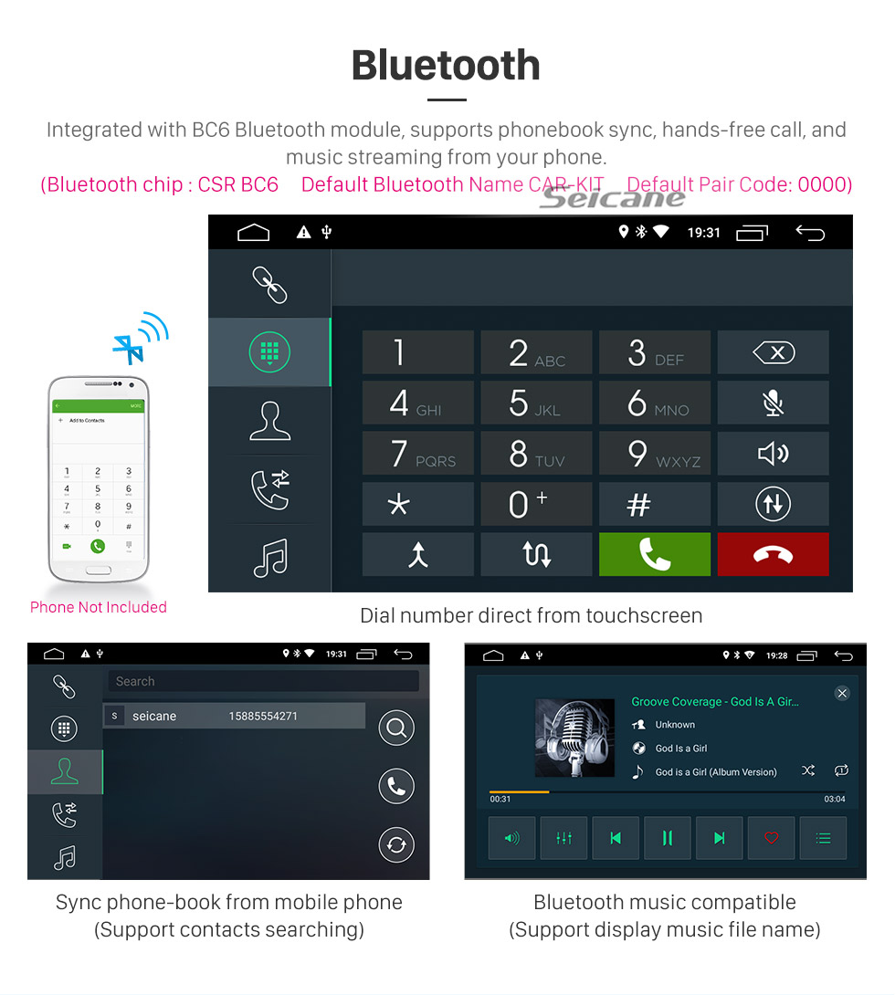 Seicane 6.2 pouces Android 9.0 pour système de navigation GPS radio universel avec support Bluetooth HD à écran tactile Carplay Mirror Link