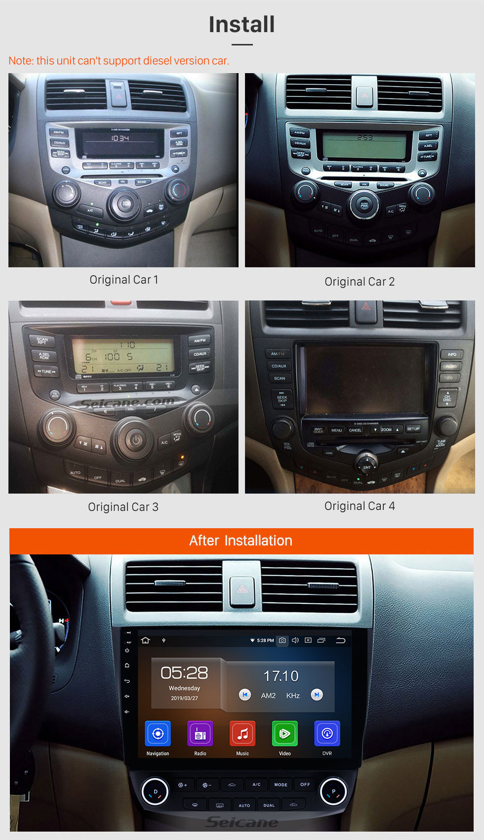 Seicane 10.1 inch HD 1024*600 Touchscreen 2003 2004 2005 2006 2007 Honda Accord 7 Android 9.0 Radio GPS Navigation Bluetooth USB WIFI 1080P Support OBD2 DVR Rearview Seicane 10.1 inch HD 1024*600 Touchscreen 2003 2004 2005 2006 2007 Honda Accord 7 Android 9.0 Radio GPS Navigation Bluetooth USB WIFI 1080P Support OBD2 DVR Rearview