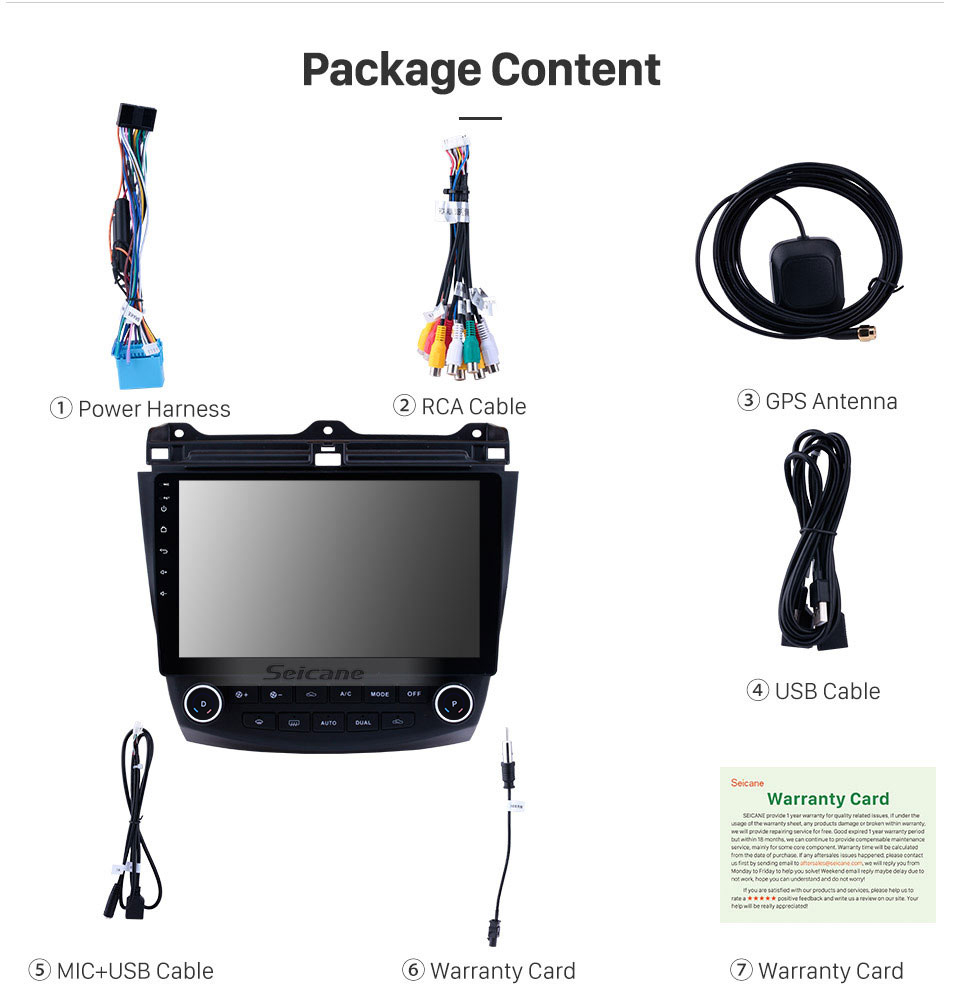 Seicane 10.1 inch HD 1024*600 Touchscreen 2003 2004 2005 2006 2007 Honda Accord 7 Android 9.0 Radio GPS Navigation Bluetooth USB WIFI 1080P Support OBD2 DVR Rearview Seicane 10.1 inch HD 1024*600 Touchscreen 2003 2004 2005 2006 2007 Honda Accord 7 Android 9.0 Radio GPS Navigation Bluetooth USB WIFI 1080P Support OBD2 DVR Rearview