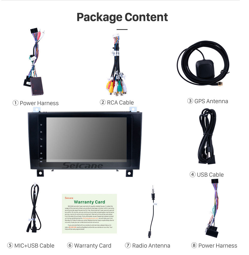 Seicane Sistema de navegação GPS Android 9.0 Car Radio para 2000-2011 Mercedes Benz SLK classe R171 SLK200 SLK280 SLK300 com Bluetooth Touch Screen Mirror link Espelho USB WIFI suporte HD 1080P Vídeo Controle de volante Seicane Sistema de navegação GPS Android 9.0 Car Radio para 2000-2011 Mercedes Benz SLK classe R171 SLK200 SLK280 SLK300 com Bluetooth Touch Screen Mirror link Espelho USB WIFI suporte HD 1080P Vídeo Controle de volante