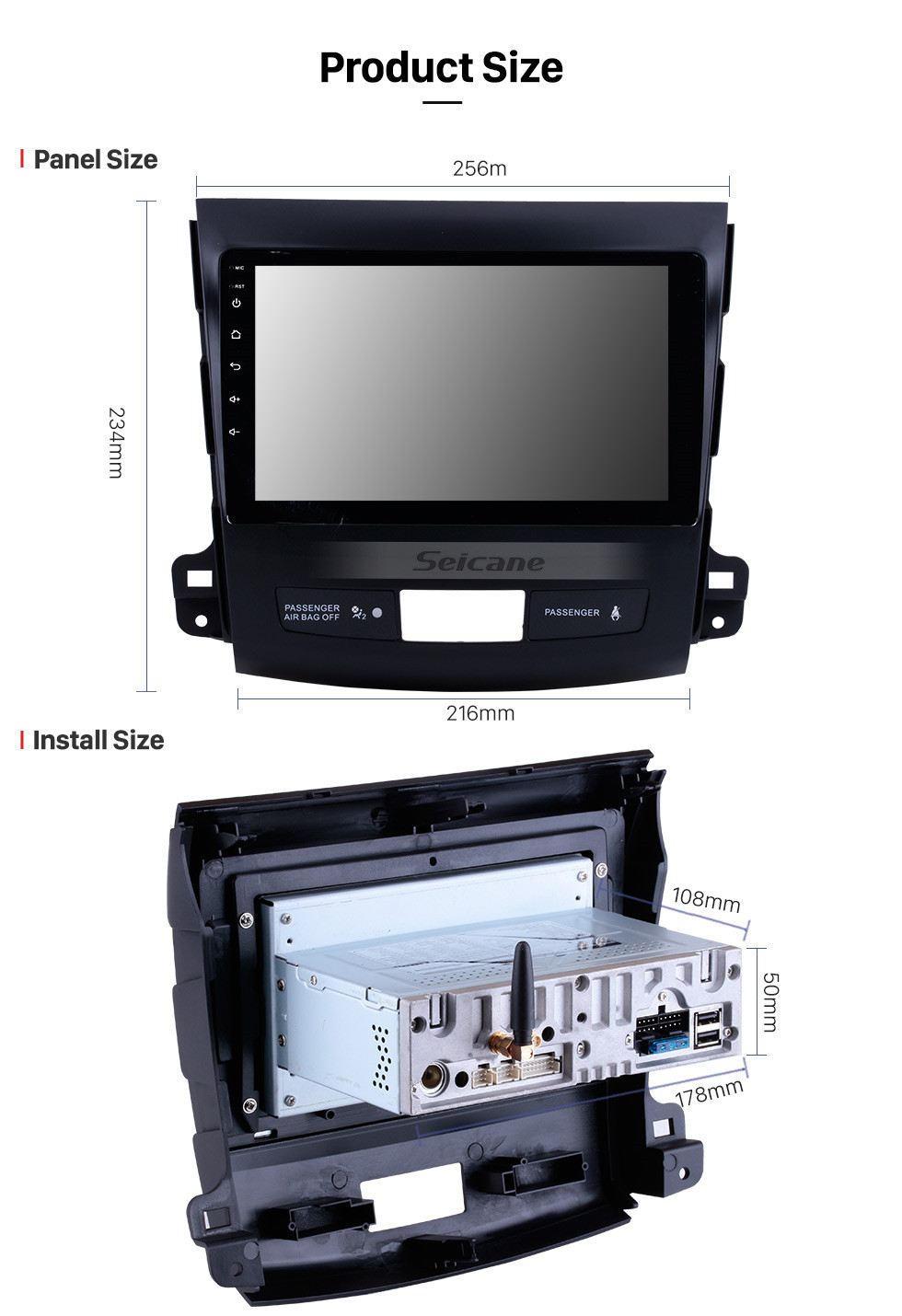 Seicane 9 pulgadas Android 9.0 Radio pantalla táctil Bluetooth Sistema de navegación GPS para 2006-2014 Mitsubishi OUTLANDER Soporte TPMS DVR OBD II USB SD 3G WiFi Cámara trasera Control del volante HD 1080P Video AUX Seicane 9 pulgadas Android 9.0 Radio pantalla táctil Bluetooth Sistema de navegación GPS para 2006-2014 Mitsubishi OUTLANDER Soporte TPMS DVR OBD II USB SD 3G WiFi Cámara trasera Control del volante HD 1080P Video AUX