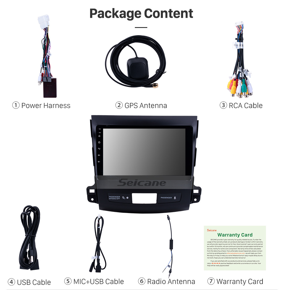 Seicane 9 pulgadas Android 9.0 Radio pantalla táctil Bluetooth Sistema de navegación GPS para 2006-2014 Mitsubishi OUTLANDER Soporte TPMS DVR OBD II USB SD 3G WiFi Cámara trasera Control del volante HD 1080P Video AUX Seicane 9 pulgadas Android 9.0 Radio pantalla táctil Bluetooth Sistema de navegación GPS para 2006-2014 Mitsubishi OUTLANDER Soporte TPMS DVR OBD II USB SD 3G WiFi Cámara trasera Control del volante HD 1080P Video AUX