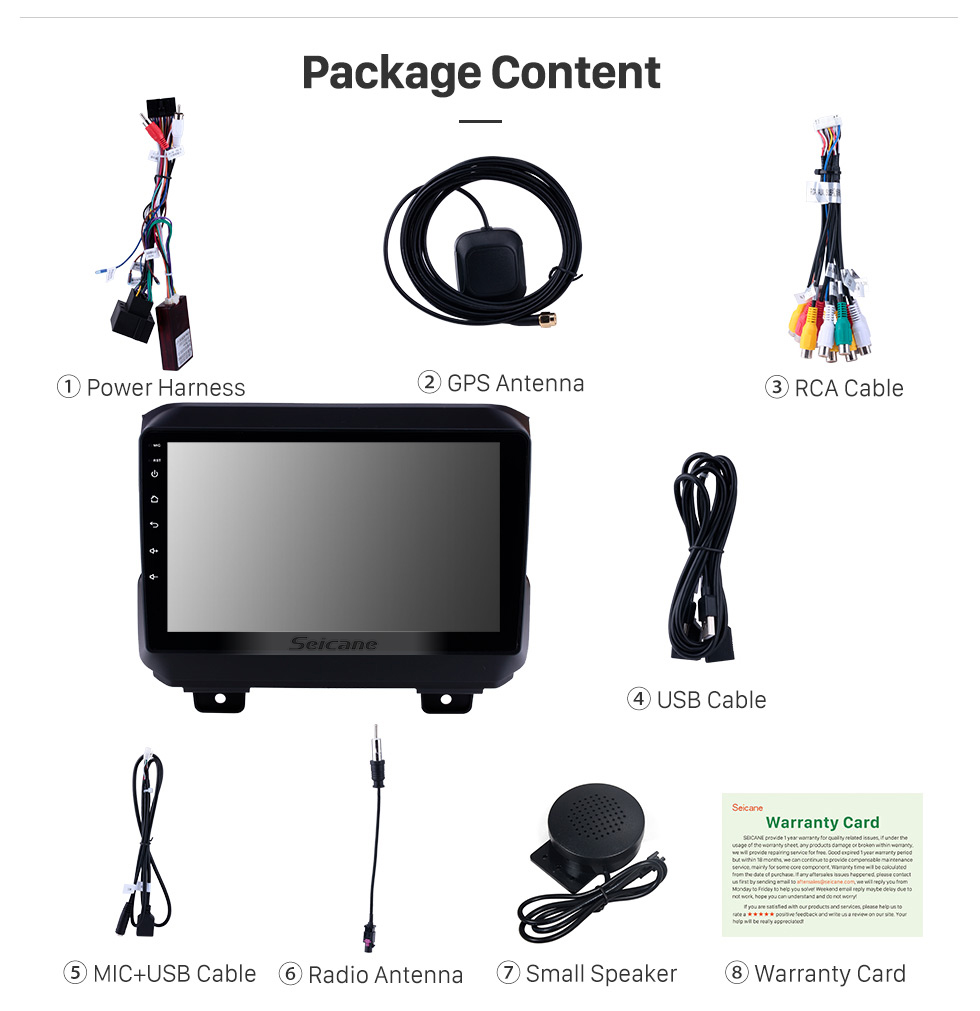 Seicane 2018 Jeep Wrangler Rubicon Android 9.0 GPS Navigation 9 inch 1024*600 Touchscreen Head unit Bluetooth Radio FM RDS music WIFI support 4G Carplay USB Steering Wheel Control Seicane 2018 Jeep Wrangler Rubicon Android 9.0 GPS Navigation 9 inch 1024*600 Touchscreen Head unit Bluetooth Radio FM RDS music WIFI support 4G Carplay USB Steering Wheel Control