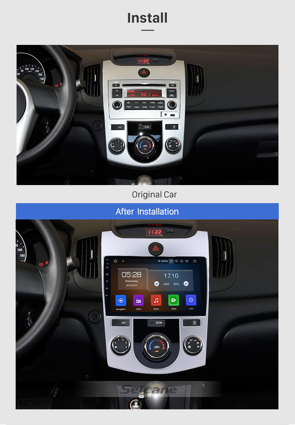 Seicane 2008-2011 KIA Forte (MT) Sistema de Navegação GPS Android 9.0 Tela de Toque de Rádio Multimedia Player Bluetooth Controle de Volante Música TPMS DVR OBD Link de Espelho Retrovisor Câmera Wi-fi Seicane 2008-2011 KIA Forte (MT) Sistema de Navegação GPS Android 9.0 Tela de Toque de Rádio Multimedia Player Bluetooth Controle de Volante Música TPMS DVR OBD Link de Espelho Retrovisor Câmera Wi-fi