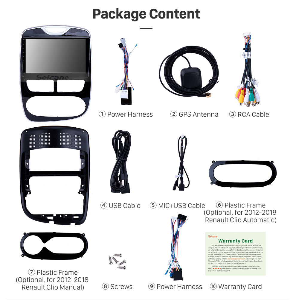 Seicane Système de navigation GPS à écran tactile HD de 10,1 pouces Stéréo 2012- 2016 Renault Clio numérique / analogique MT Android 9.0 Assistance Stéréo Bluetooth 3G / 4G WIFI OBDII Vidéo Contrôle du volant DVR Seicane Système de navigation GPS à écran tactile HD de 10,1 pouces Stéréo 2012- 2016 Renault Clio numérique / analogique MT Android 9.0 Assistance Stéréo Bluetooth 3G / 4G WIFI OBDII Vidéo Contrôle du volant DVR