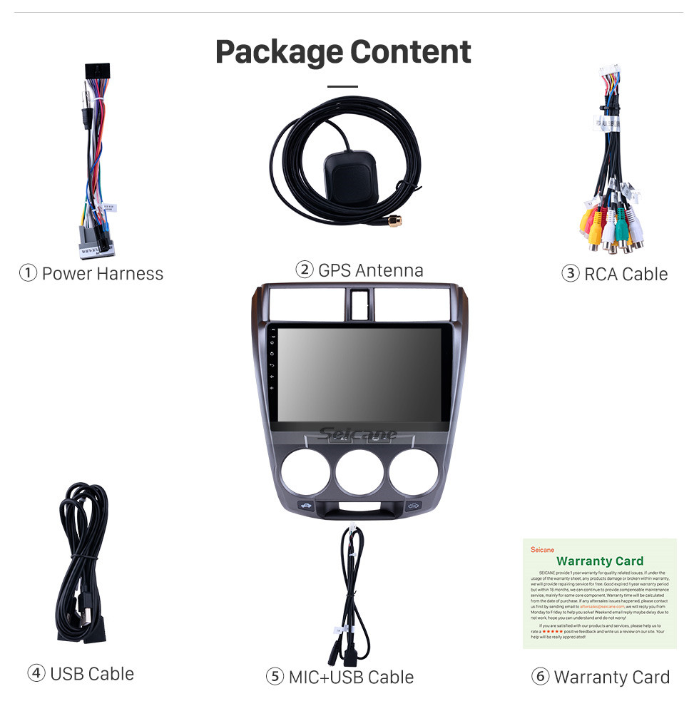 Seicane 10,1 pouces 2008-2013 Honda CITY Android 9.0 Radio Navigation GPS Autoradio avec 1024 * 600 Écran tactile 4G WIFI Bluetooth OBD2 TPMS Caméra de recul Contrôle au volant TV numérique DVR Seicane 10,1 pouces 2008-2013 Honda CITY Android 9.0 Radio Navigation GPS Autoradio avec 1024 * 600 Écran tactile 4G WIFI Bluetooth OBD2 TPMS Caméra de recul Contrôle au volant TV numérique DVR