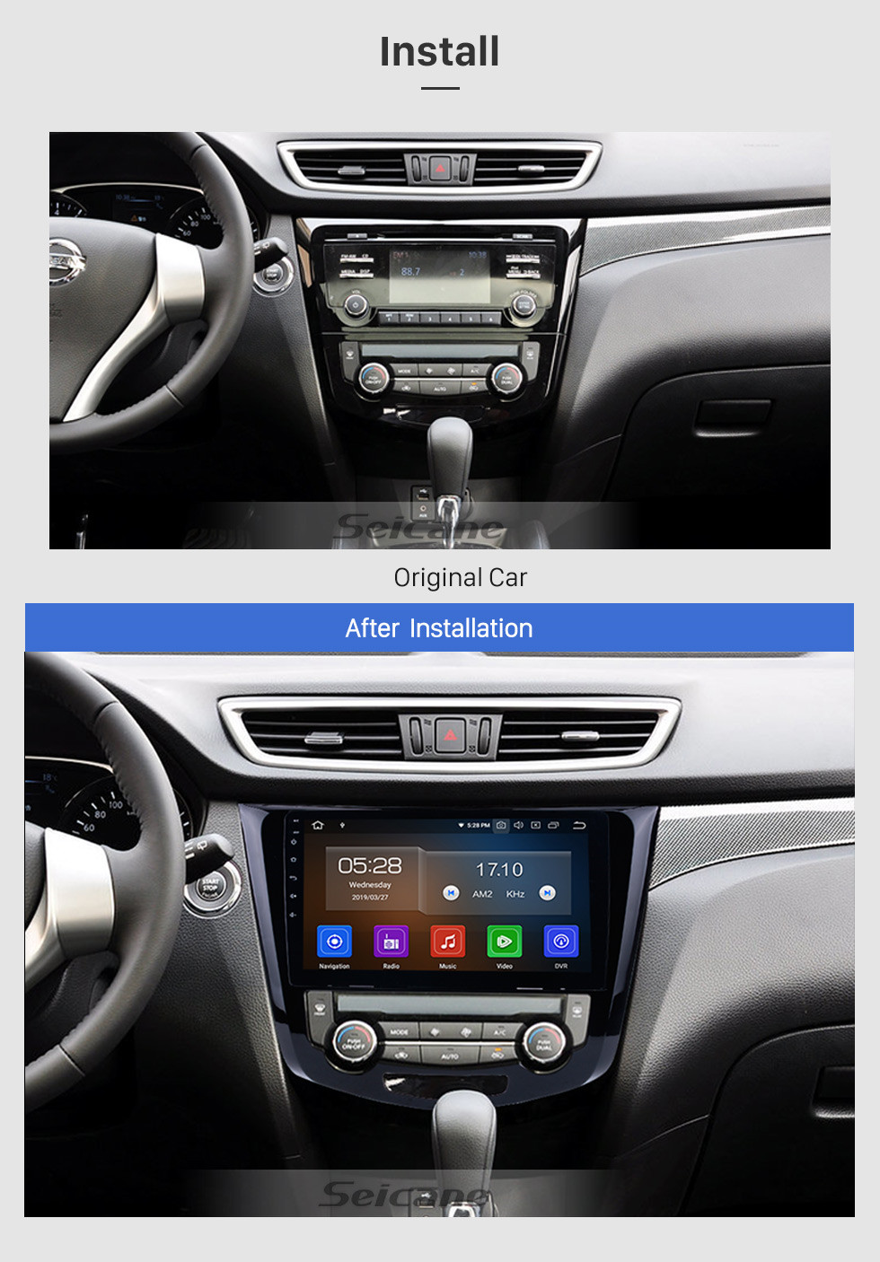 Seicane 10.1 pulgadas 2014 2015 Nissan X-TRAIL Android 9.0 HD con pantalla táctil Radio GPS Navegación Bluetooth Soporte USB OBD2 WIFI Video Mirror Link DVR Control del volante Seicane 10.1 pulgadas 2014 2015 Nissan X-TRAIL Android 9.0 HD con pantalla táctil Radio GPS Navegación Bluetooth Soporte USB OBD2 WIFI Video Mirror Link DVR Control del volante