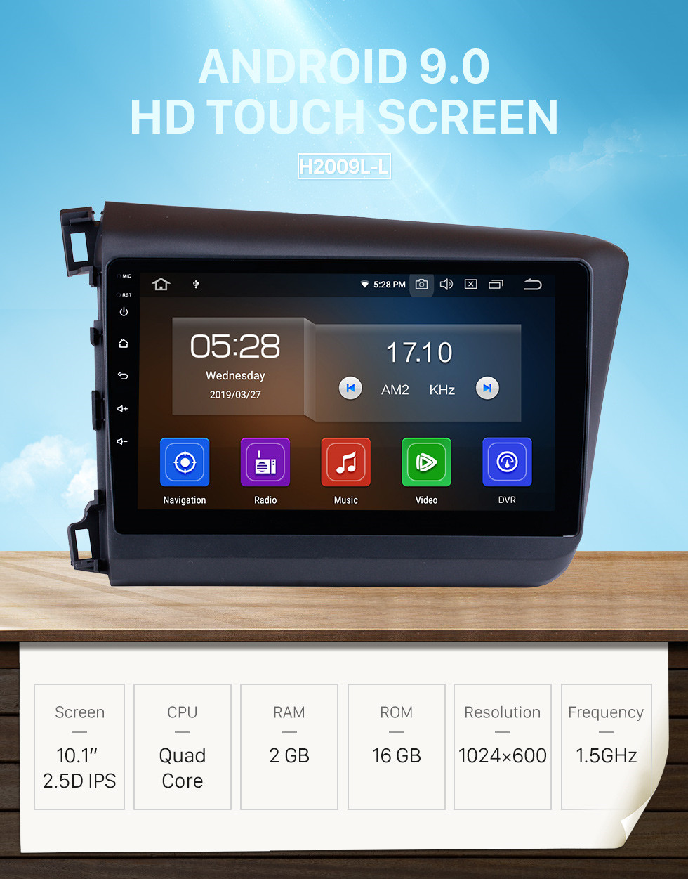 Seicane 10.1 pouces 2012 Honda Civic Android 9.0Radio système de navigation GPS avec HD 1024*600 Ecran tactile Bluetooth OBD2 DVR arrière Caméra TV 1080P Vidéo 3G WIFI Contrôle Volant USB Lien Miroir Seicane 10.1 pouces 2012 Honda Civic Android 9.0Radio système de navigation GPS avec HD 1024*600 Ecran tactile Bluetooth OBD2 DVR arrière Caméra TV 1080P Vidéo 3G WIFI Contrôle Volant USB Lien Miroir