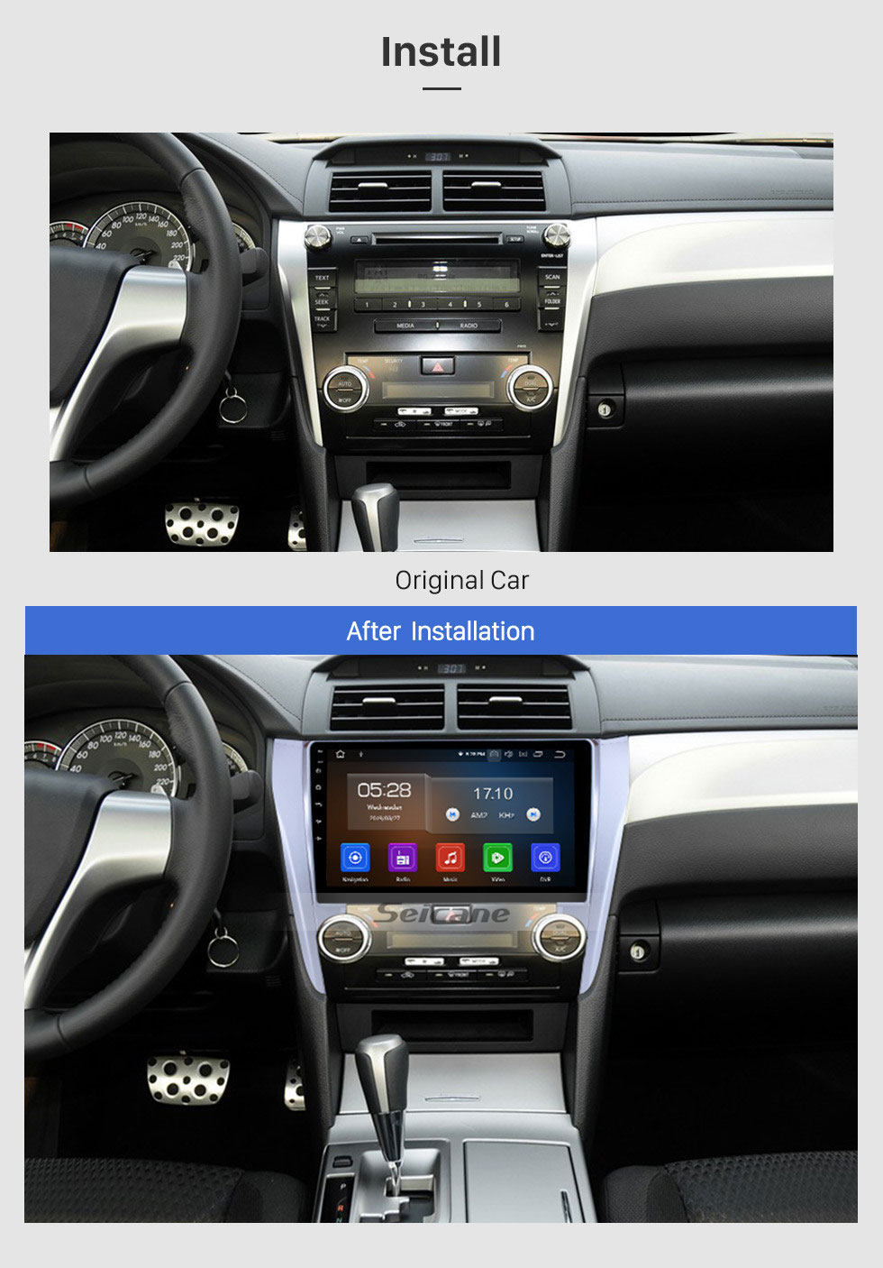 Seicane 10.1 pulgadas Android 9.0 2012 2013 2014 2015 Toyota Camry HD Pantalla táctil Bluetooth GPS Navegación Radio Control del volante Soporte DVR 3G / 4G WIFI USB Carplayer Reproductor de DVD Seicane 10.1 pulgadas Android 9.0 2012 2013 2014 2015 Toyota Camry HD Pantalla táctil Bluetooth GPS Navegación Radio Control del volante Soporte DVR 3G / 4G WIFI USB Carplayer Reproductor de DVD