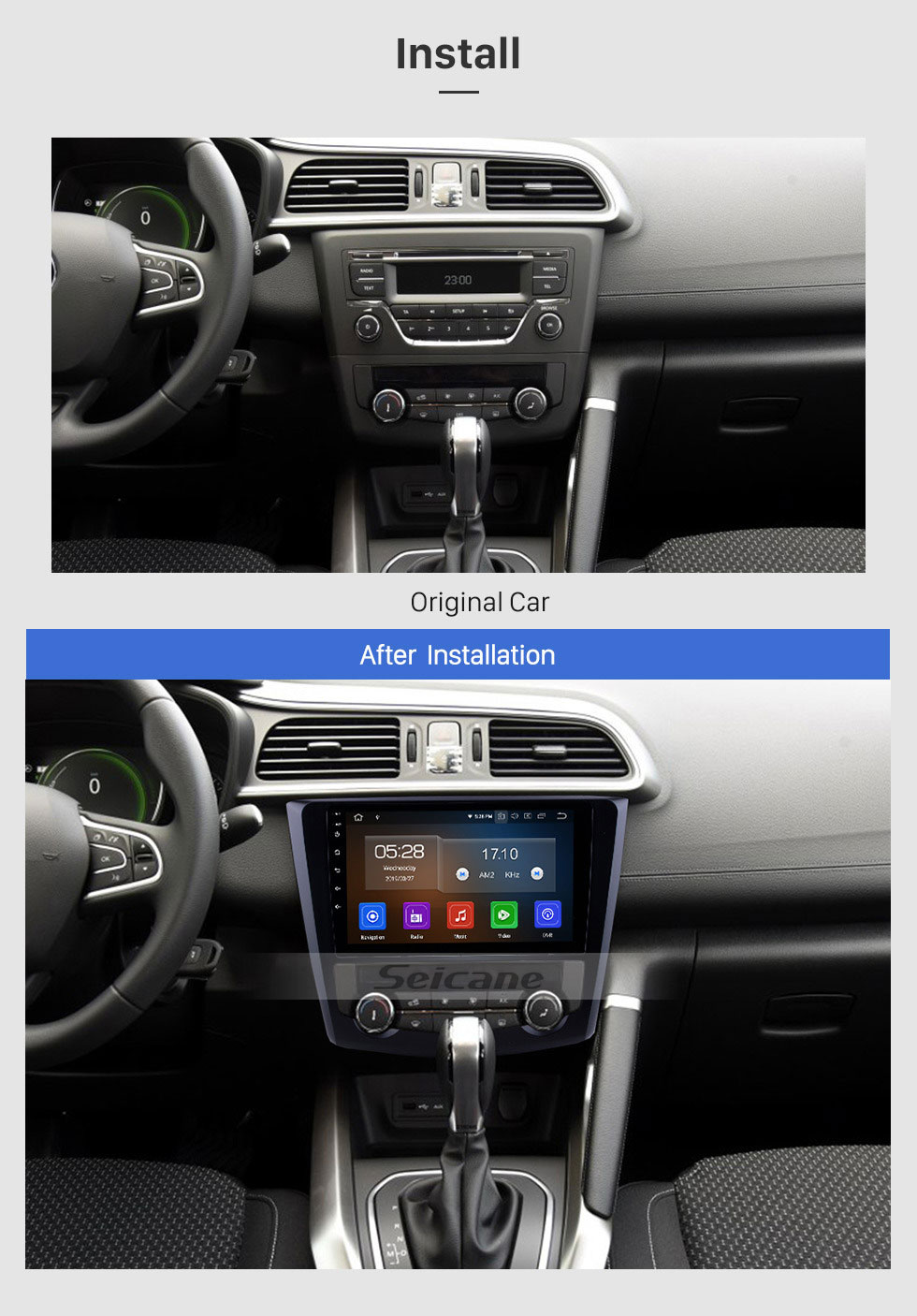 Seicane 9 inch Android 9.0 2016-2017 Renault Kadjar Aftermarket GPS System HD touch Screen Car Radio Bluetooth 4G WiFi OBD2 AUX Video DVR Mirror Link Seicane 9 inch Android 9.0 2016-2017 Renault Kadjar Aftermarket GPS System HD touch Screen Car Radio Bluetooth 4G WiFi OBD2 AUX Video DVR Mirror Link