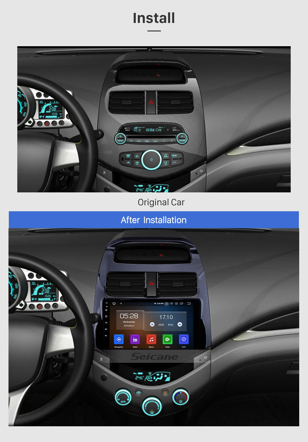 Seicane 9 inch Android 9.0 GPS Navigation for 2011 2012 2013 2014 Chevy Chevrolet DAEWOO Spark Beat Matiz HD Touchscreen Bluetooth Radio Wifi Music USB AUX ssupport DVR OBD2 Carplay Rearview Camera Seicane 9 inch Android 9.0 GPS Navigation for 2011 2012 2013 2014 Chevy Chevrolet DAEWOO Spark Beat Matiz HD Touchscreen Bluetooth Radio Wifi Music USB AUX ssupport DVR OBD2 Carplay Rearview Camera