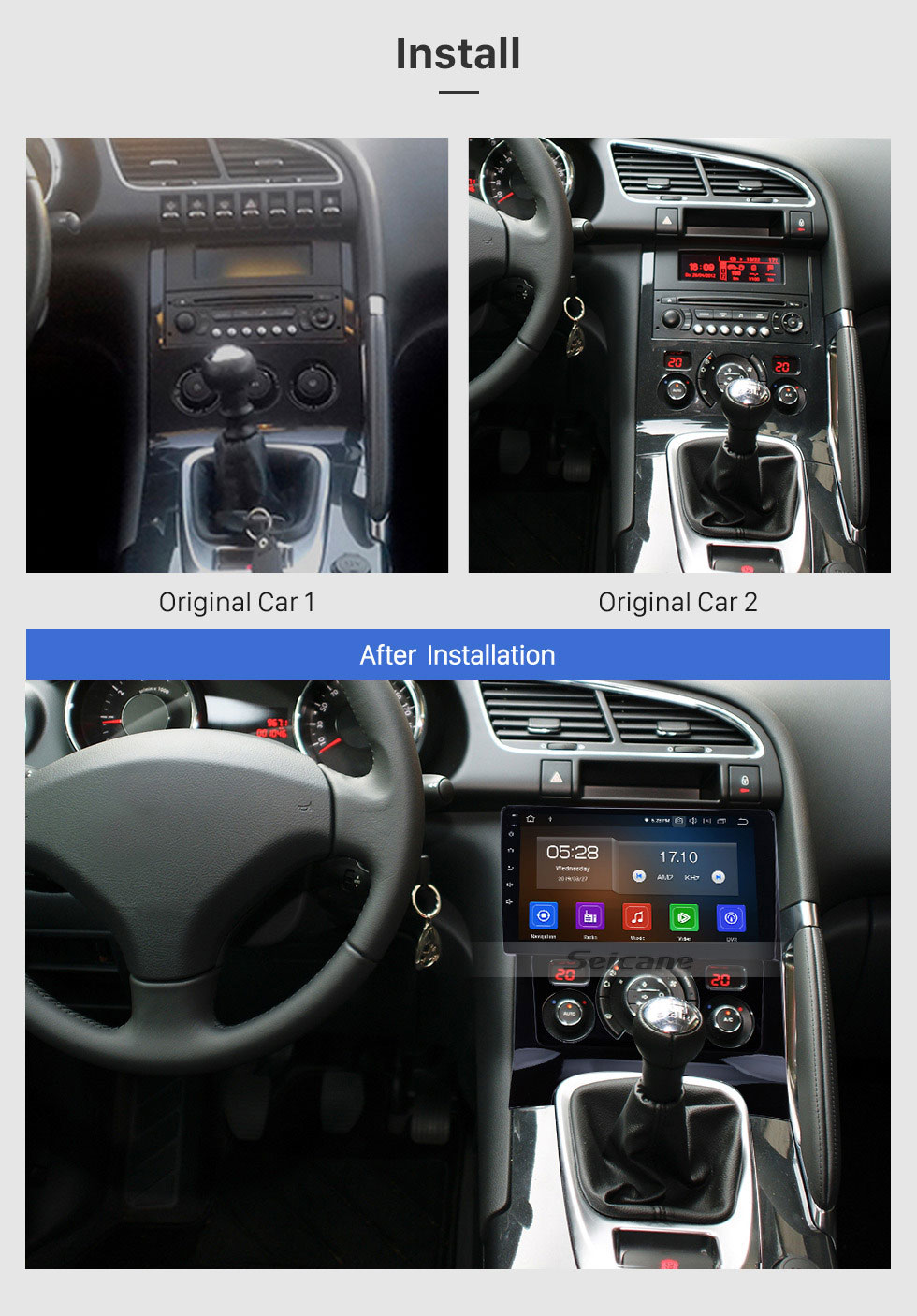 Seicane 2009-2012 Peugeot 3008 9 Zoll Android 9.0 1024 * 600 Touchscreen Radio GPS Sat Nav mit Bluetooth 4G WIFI OBD2 Rückfahrkamera Lenkradsteuerung Seicane 2009-2012 Peugeot 3008 9 Zoll Android 9.0 1024 * 600 Touchscreen Radio GPS Sat Nav mit Bluetooth 4G WIFI OBD2 Rückfahrkamera Lenkradsteuerung