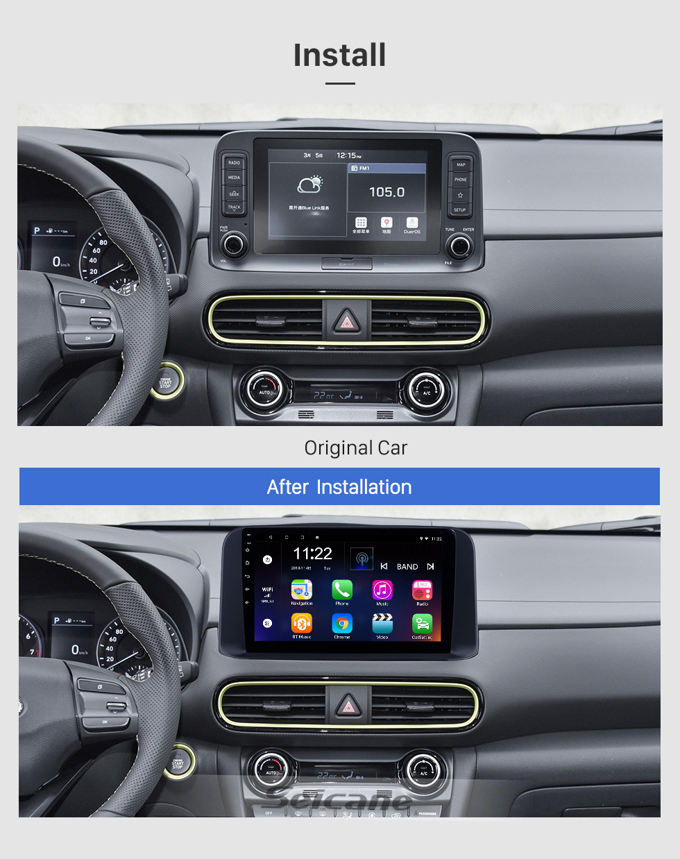 Seicane 10.1 inch 2018 2019 Hyundai ENCINO Kona Android 8.1 HD Touchscreen GPS Navi Radio with WIFI AUX Bluetooth support RDS Carplay 3G Steering Wheel Control Seicane 10.1 inch 2018 2019 Hyundai ENCINO Kona Android 8.1 HD Touchscreen GPS Navi Radio with WIFI AUX Bluetooth support RDS Carplay 3G Steering Wheel Control