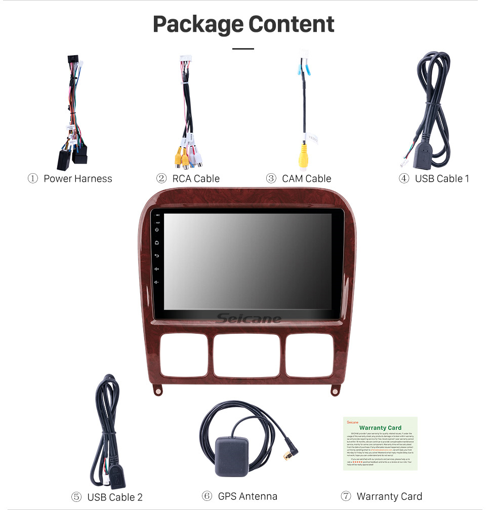 Seicane 9 Inch OEM Android 8.1 Radio GPS Navigation system For 1998-2005 Mercedes Benz S Class W220 S280 S320 S350 S400 S430 S500 S600 S55 AMG S63 AMG S65 AMG with Bluetooth HD Touch Screen TPMS DVR OBD II Rear camera AUX 3G WiFi Seicane 9 Inch OEM Android 8.1 Radio GPS Navigation system For 1998-2005 Mercedes Benz S Class W220 S280 S320 S350 S400 S430 S500 S600 S55 AMG S63 AMG S65 AMG with Bluetooth HD Touch Screen TPMS DVR OBD II Rear camera AUX 3G WiFi