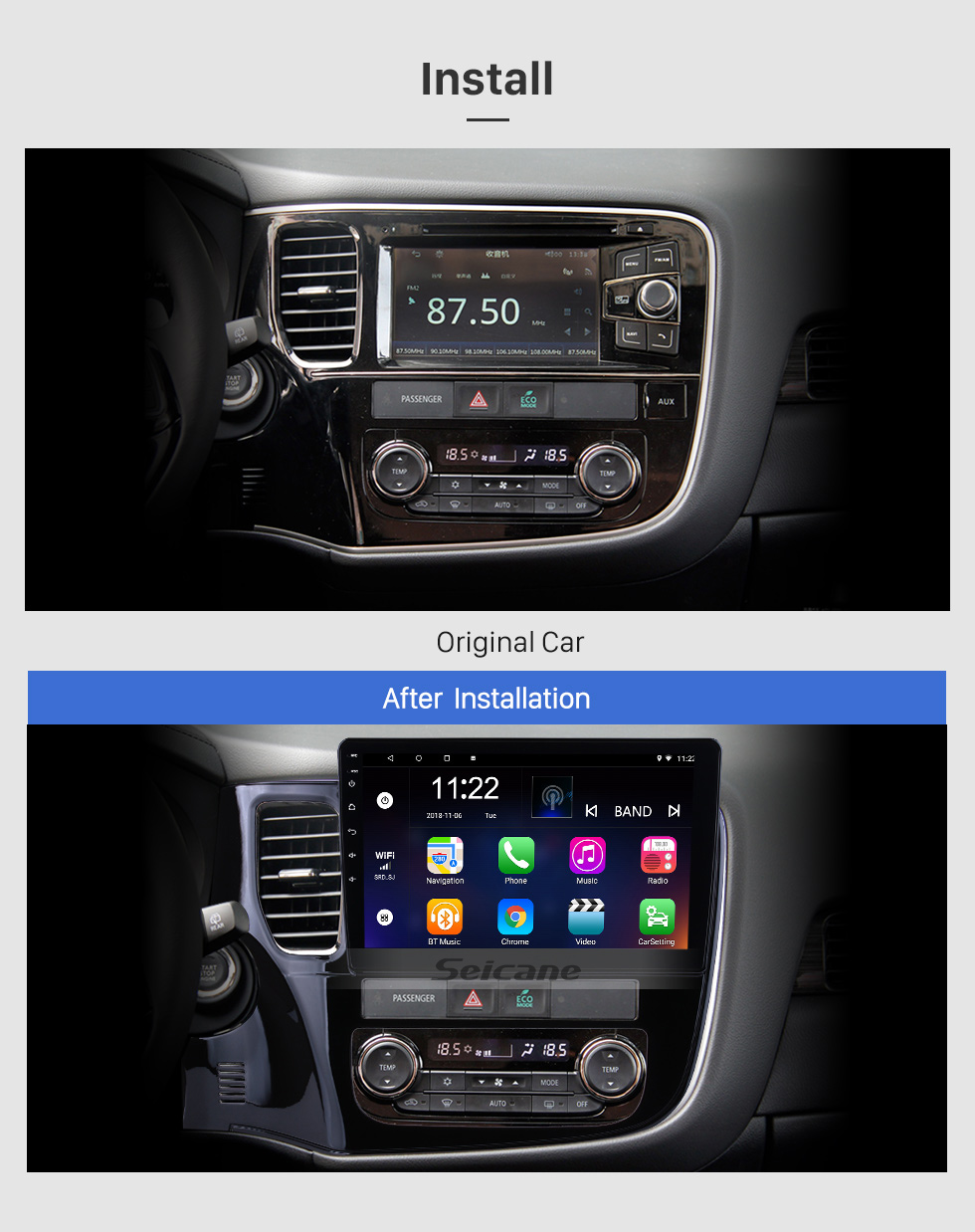 Seicane 2014-2017 Mitsubishi OUTLANDER 10,1 zoll Android 8.1 Bluetooth Radio GPS Navigation Stereo USB Lenkradsteuerung 3G WIFI Rückfahrkamera OBD DVR Seicane 2014-2017 Mitsubishi OUTLANDER 10,1 zoll Android 8.1 Bluetooth Radio GPS Navigation Stereo USB Lenkradsteuerung 3G WIFI Rückfahrkamera OBD DVR
