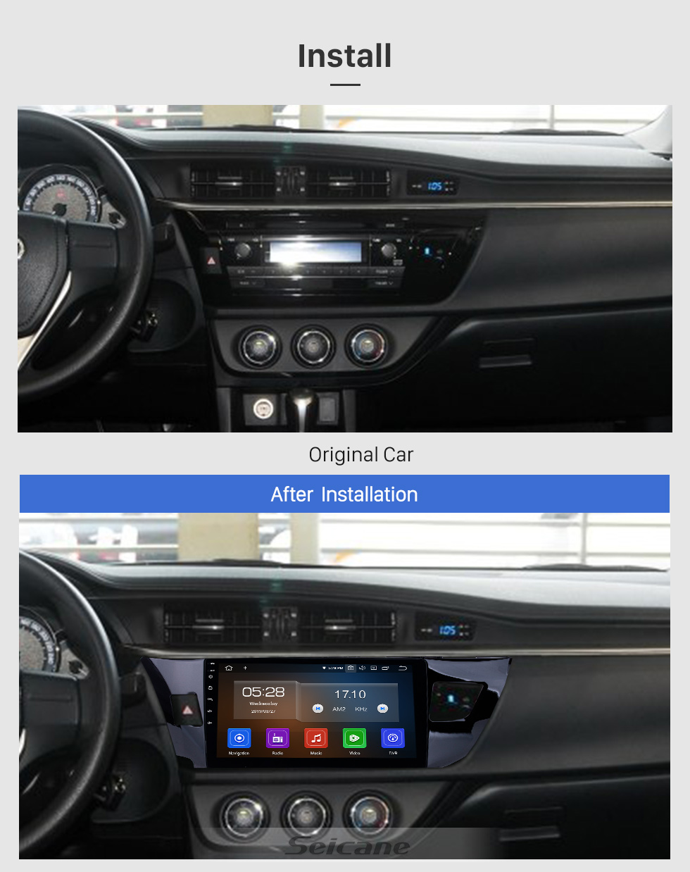 Seicane 10.1 inch Quad-core Android 9.0 Autoradio GPS navigation system for 2013 2014 2015 Toyota LEVIN Bluetooth HD touch screen stereo support OBD DVR Rear view camera Mirror link DVD player TV USB SD 3G WIFI Seicane 10.1 inch Quad-core Android 9.0 Autoradio GPS navigation system for 2013 2014 2015 Toyota LEVIN Bluetooth HD touch screen stereo support OBD DVR Rear view camera Mirror link DVD player TV USB SD 3G WIFI