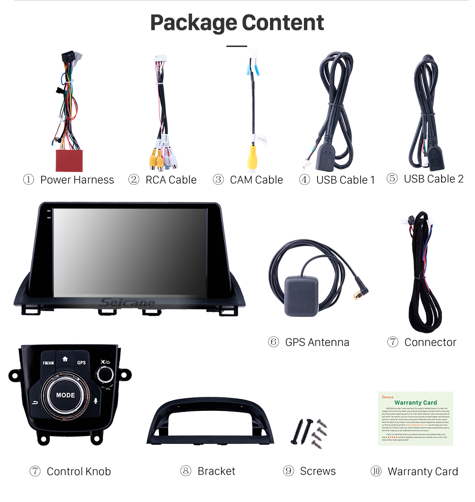 Seicane 2014 2015 Mazda 3 Axela 9 pouces Android 8.1 HD à écran tactile Navigation GPS Radio 3G WIFI Support Bluetooth SWC DVR OBD Carplay Seicane 2014 2015 Mazda 3 Axela 9 pouces Android 8.1 HD à écran tactile Navigation GPS Radio 3G WIFI Support Bluetooth SWC DVR OBD Carplay