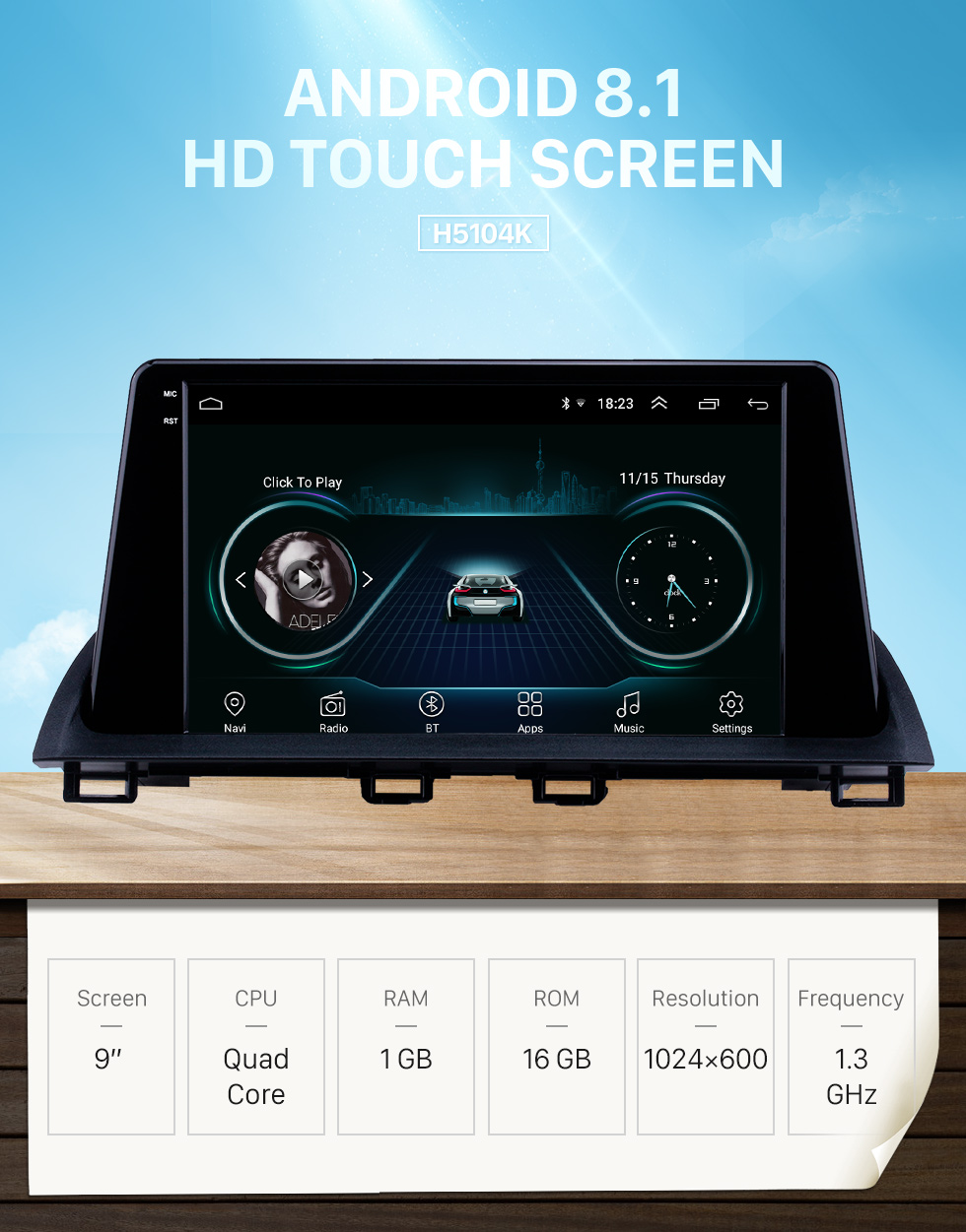 Seicane 2014 2015 Mazda 3 Axela 9 pouces Android 8.1 HD à écran tactile Navigation GPS Radio 3G WIFI Support Bluetooth SWC DVR OBD Carplay Seicane 2014 2015 Mazda 3 Axela 9 pouces Android 8.1 HD à écran tactile Navigation GPS Radio 3G WIFI Support Bluetooth SWC DVR OBD Carplay