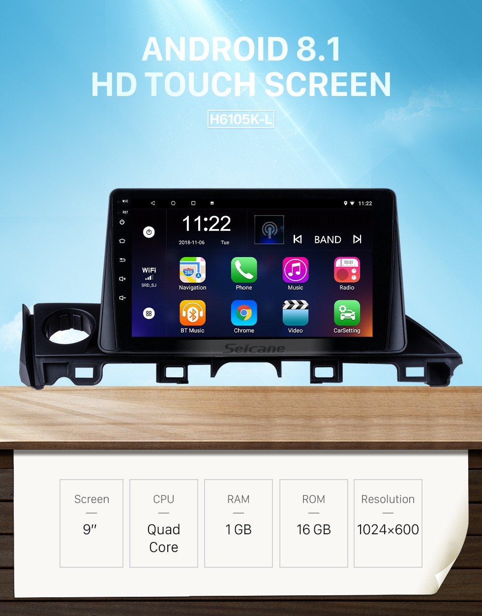 Seicane Pantalla táctil HD de 9 pulgadas 2017 Mazda ATENZA Android 8.1 Radio Sistema de navegación GPS con Bluetooth USB 3G WIFI OBD2 Cámara de espejo retrovisor Seicane Pantalla táctil HD de 9 pulgadas 2017 Mazda ATENZA Android 8.1 Radio Sistema de navegación GPS con Bluetooth USB 3G WIFI OBD2 Cámara de espejo retrovisor