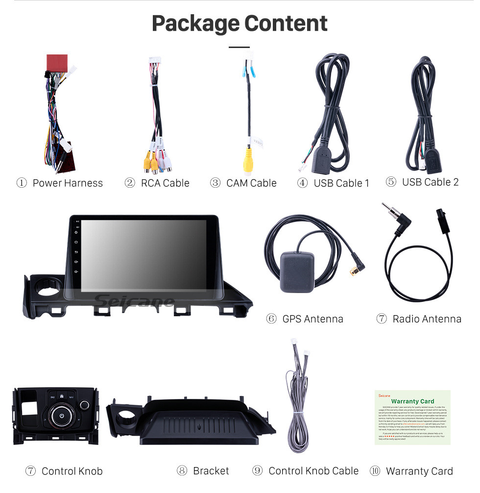 Seicane Pantalla táctil HD de 9 pulgadas 2017 Mazda ATENZA Android 8.1 Radio Sistema de navegación GPS con Bluetooth USB 3G WIFI OBD2 Cámara de espejo retrovisor Seicane Pantalla táctil HD de 9 pulgadas 2017 Mazda ATENZA Android 8.1 Radio Sistema de navegación GPS con Bluetooth USB 3G WIFI OBD2 Cámara de espejo retrovisor