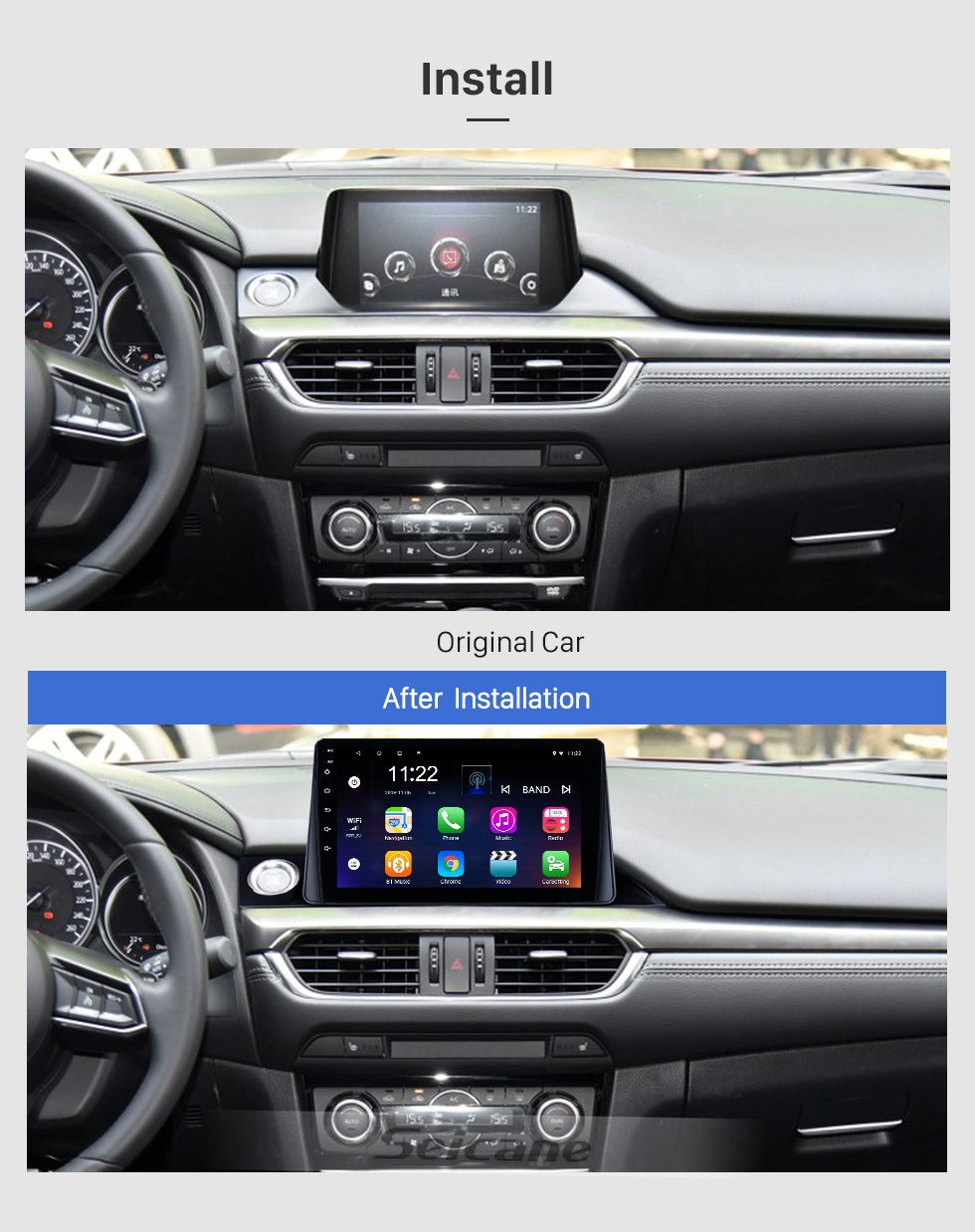 Seicane 9 pulgadas HD Pantalla táctil 2017 Mazda ATENZA Android 8.1 Radio sistema de navegación GPS con Bluetooth USB 3G WIFI OBD2 espejo retrovisor cámara Seicane 9 pulgadas HD Pantalla táctil 2017 Mazda ATENZA Android 8.1 Radio sistema de navegación GPS con Bluetooth USB 3G WIFI OBD2 espejo retrovisor cámara