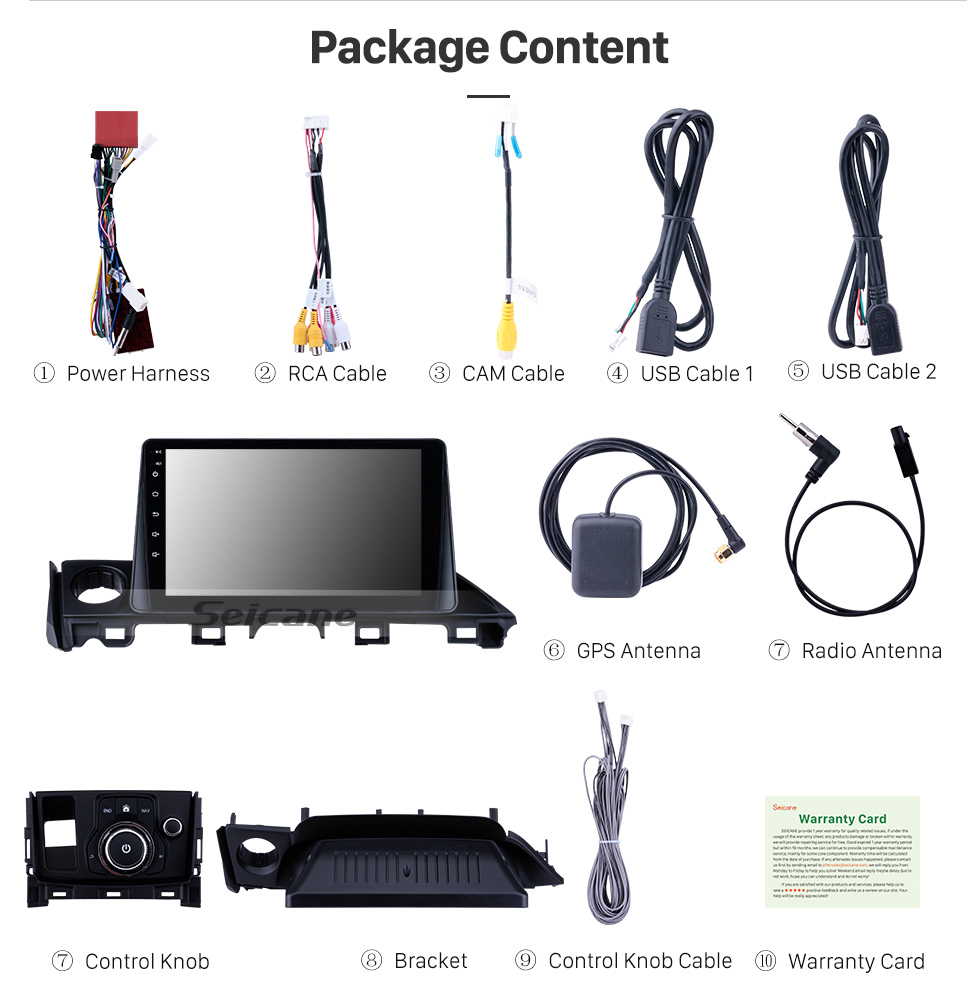 Seicane 9 pulgadas HD Pantalla táctil 2017 Mazda ATENZA Android 8.1 Radio sistema de navegación GPS con Bluetooth USB 3G WIFI OBD2 espejo retrovisor cámara Seicane 9 pulgadas HD Pantalla táctil 2017 Mazda ATENZA Android 8.1 Radio sistema de navegación GPS con Bluetooth USB 3G WIFI OBD2 espejo retrovisor cámara