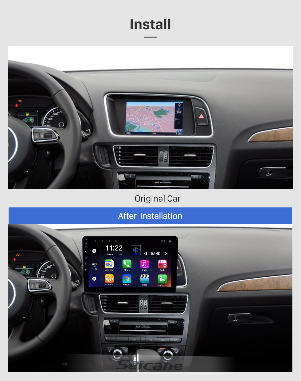 Seicane 10,1 pouces Android 8.1 GPS Navigation HD Radio à écran tactile pour 2010-2017 Audi Q5 avec support Bluetooth USB WIFI AUX DVR SWC 3G Carplay caméra de recul OBD Seicane 10,1 pouces Android 8.1 GPS Navigation HD Radio à écran tactile pour 2010-2017 Audi Q5 avec support Bluetooth USB WIFI AUX DVR SWC 3G Carplay caméra de recul OBD
