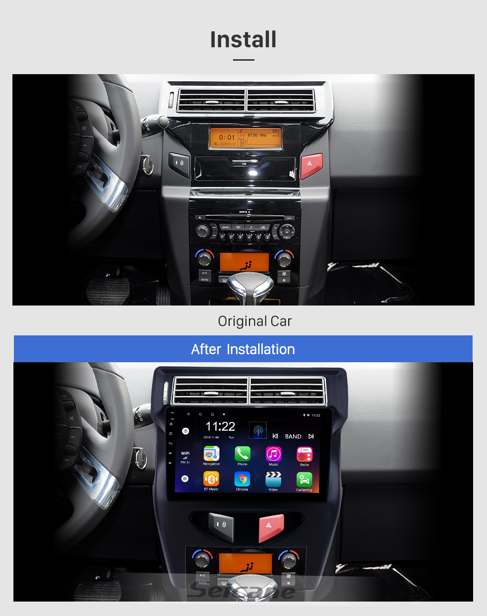 Seicane OEM 10.1 polegada Android 8.1 Rádio para 2012 Citroen C4-QUATRE Bluetooth Wifi HD Touchscreen Navegação GPS AUX suporte USB OBD2 Carplay Espelho link Seicane OEM 10.1 polegada Android 8.1 Rádio para 2012 Citroen C4-QUATRE Bluetooth Wifi HD Touchscreen Navegação GPS AUX suporte USB OBD2 Carplay Espelho link