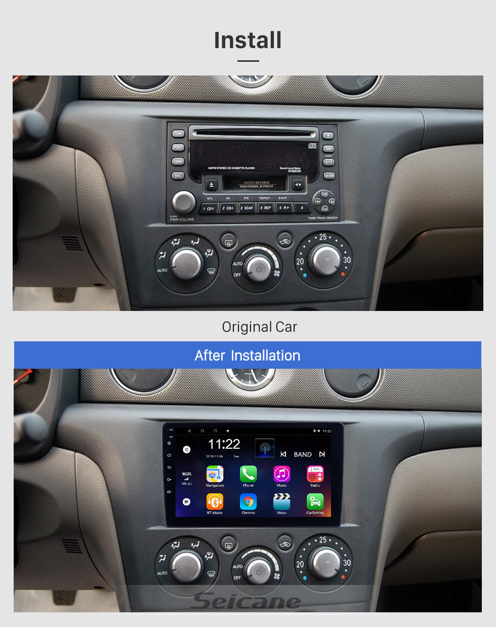 Seicane 2004-2007 Mitsubishi OUTLANDER 9 Zoll Android 8.1 HD Touchscreen Bluetooth Radio GPS-Navigation Stereo USB AUX unterstützt Carplay 3G WIFI Rückfahrkamera Seicane 2004-2007 Mitsubishi OUTLANDER 9 Zoll Android 8.1 HD Touchscreen Bluetooth Radio GPS-Navigation Stereo USB AUX unterstützt Carplay 3G WIFI Rückfahrkamera