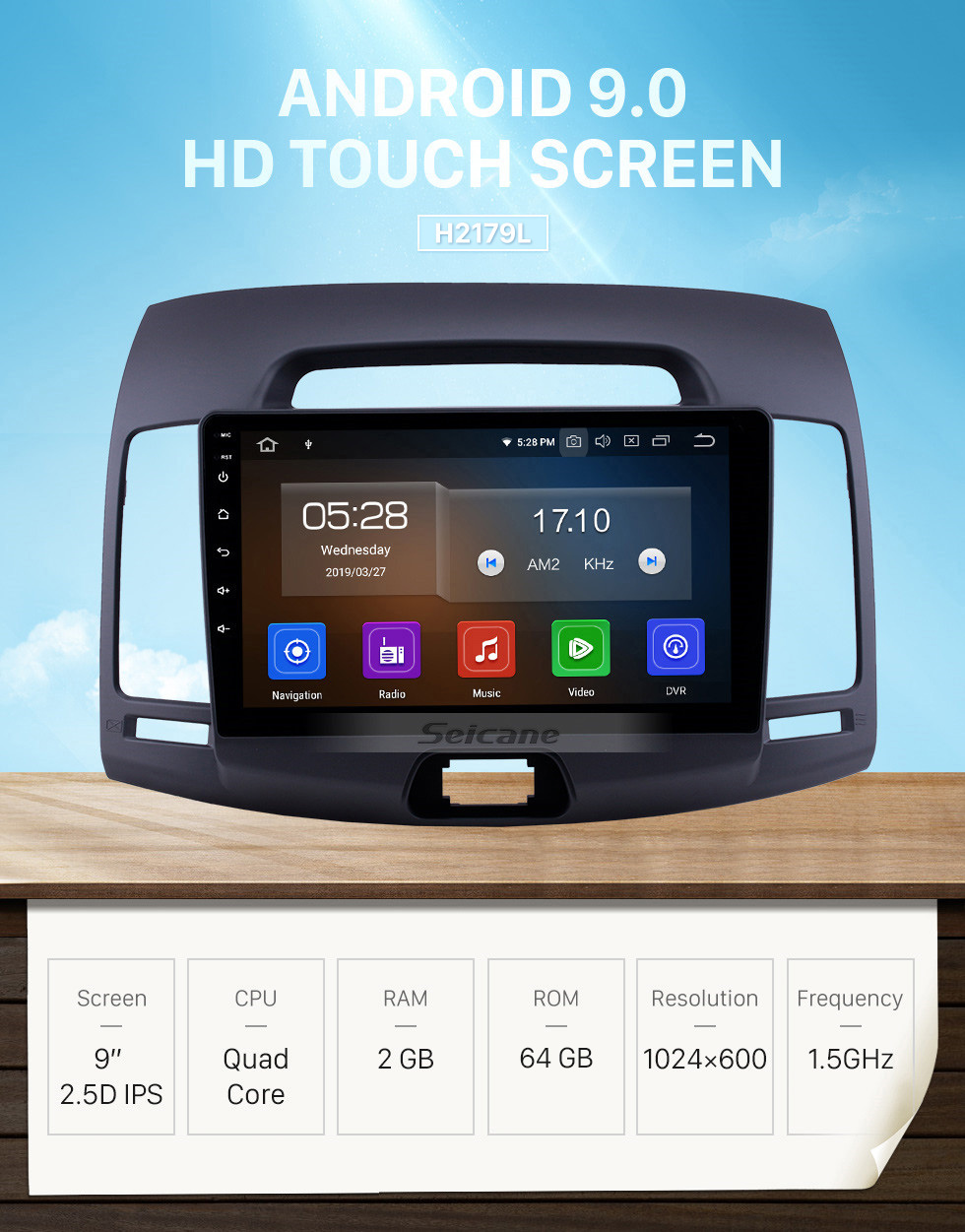 Seicane 2007-2011 Hyundai Elantra Android 9.0 9 pulgadas Navegación GPS Radio Bluetooth HD Pantalla táctil USB Carplay Música compatible TPMS OBD2 Control del volante Seicane 2007-2011 Hyundai Elantra Android 9.0 9 pulgadas Navegación GPS Radio Bluetooth HD Pantalla táctil USB Carplay Música compatible TPMS OBD2 Control del volante