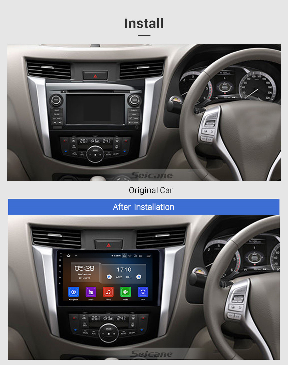 Seicane 2011-2016 Nissan Navara Touchscreen Android 9.0 10.1 polegada GPS Navegação Rádio Bluetooth Multimedia Player Carplay Música suporte AUX TPMS SWC OBD2