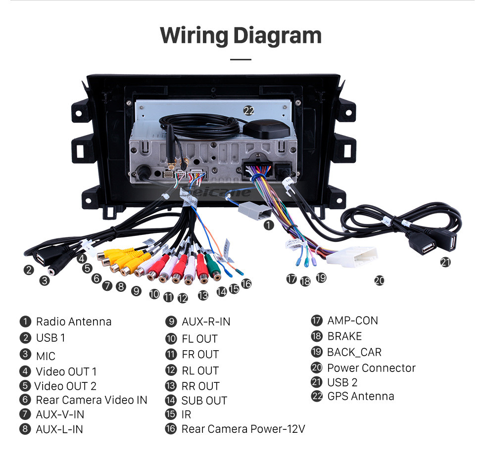 Seicane 2011-2016 Nissan Navara Pantalla táctil Android 9.0 10.1 pulgadas Navegación GPS Radio Bluetooth Reproductor multimedia Carplay Música AUX support TPMS SWD OBD2