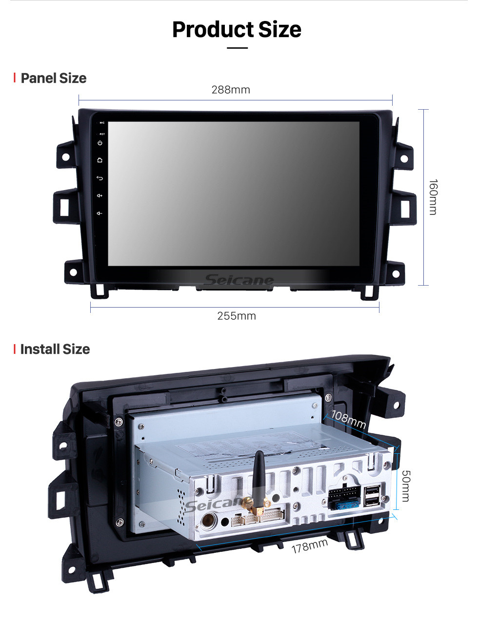 Seicane 2011-2016 Nissan Navara Pantalla táctil Android 9.0 10.1 pulgadas Navegación GPS Radio Bluetooth Reproductor multimedia Carplay Música AUX support TPMS SWD OBD2