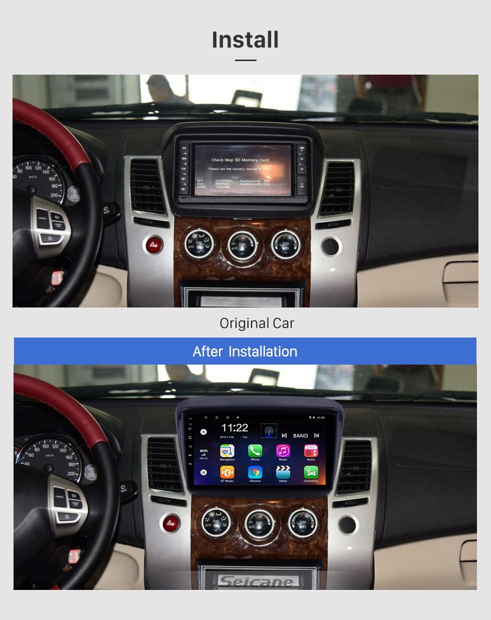 Seicane HD Touchscreen 9 Zoll Android 8.1 GPS-Navigationsradio für 2010 MITSUBISHI PAJERO Sport / L200 / 2006 + Triton / 2008 + PAJERO Sport2 Montero Sport / 2010 + Pajero Dakar / 2008 + Challenger mit USB-Bluetooth-Unterstützung Carplay SWC Seicane HD Touchscreen 9 Zoll Android 8.1 GPS-Navigationsradio für 2010 MITSUBISHI PAJERO Sport / L200 / 2006 + Triton / 2008 + PAJERO Sport2 Montero Sport / 2010 + Pajero Dakar / 2008 + Challenger mit USB-Bluetooth-Unterstützung Carplay SWC