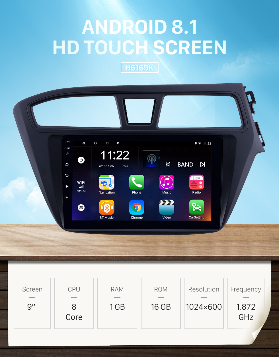 Seicane 2014-2017 Hyundai i20 RHD 9 inch Android 8.1 HD Touchscreen Bluetooth Radio GPS Navigation Stereo USB AUX support Carplay 3G WIFI Mirror Link Seicane 2014-2017 Hyundai i20 RHD 9 inch Android 8.1 HD Touchscreen Bluetooth Radio GPS Navigation Stereo USB AUX support Carplay 3G WIFI Mirror Link