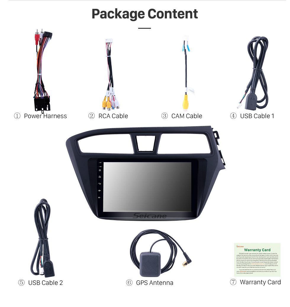 Seicane 2014-2017 Hyundai i20 RHD 9 inch Android 8.1 HD Touchscreen Bluetooth Radio GPS Navigation Stereo USB AUX support Carplay 3G WIFI Mirror Link Seicane 2014-2017 Hyundai i20 RHD 9 inch Android 8.1 HD Touchscreen Bluetooth Radio GPS Navigation Stereo USB AUX support Carplay 3G WIFI Mirror Link