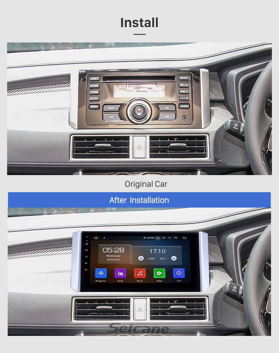 Seicane 2017-2018 Mitsubishi Xpander Android 9.0 9 polegada Navegação GPS Rádio Bluetooth HD Touchscreen USB Carplay Música suporte AUX TPMS OBD2 TV Digital Seicane 2017-2018 Mitsubishi Xpander Android 9.0 9 polegada Navegação GPS Rádio Bluetooth HD Touchscreen USB Carplay Música suporte AUX TPMS OBD2 TV Digital