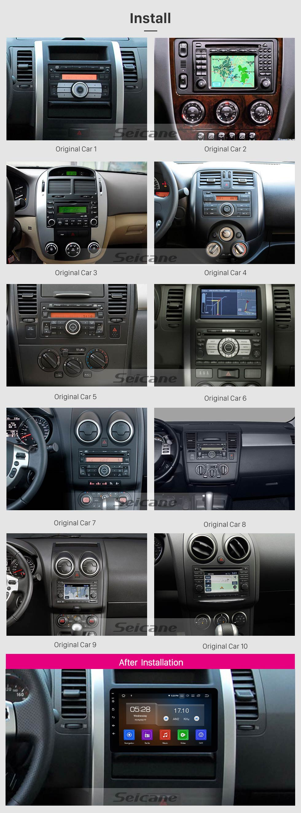 Seicane 8 pouces radio universelle Android 9.0 avec navigation GPS Bluetooth HD écran tactile prise en charge de la musique AUX Carplay 1080p vidéo numérique TV commande au volant Seicane 8 pouces radio universelle Android 9.0 avec navigation GPS Bluetooth HD écran tactile prise en charge de la musique AUX Carplay 1080p vidéo numérique TV commande au volant