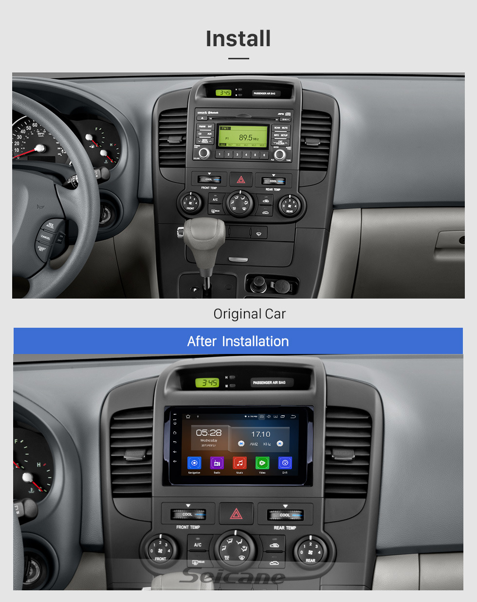 Seicane 8 Zoll 2014-2019 Kia Carnival Android 9.0 GPS-Navigations-Radio Bluetooth HD Touchscreen AUX Carplay-Musikunterstützung 1080P Video Digital-TV-Kamera Seicane 8 Zoll 2014-2019 Kia Carnival Android 9.0 GPS-Navigations-Radio Bluetooth HD Touchscreen AUX Carplay-Musikunterstützung 1080P Video Digital-TV-Kamera