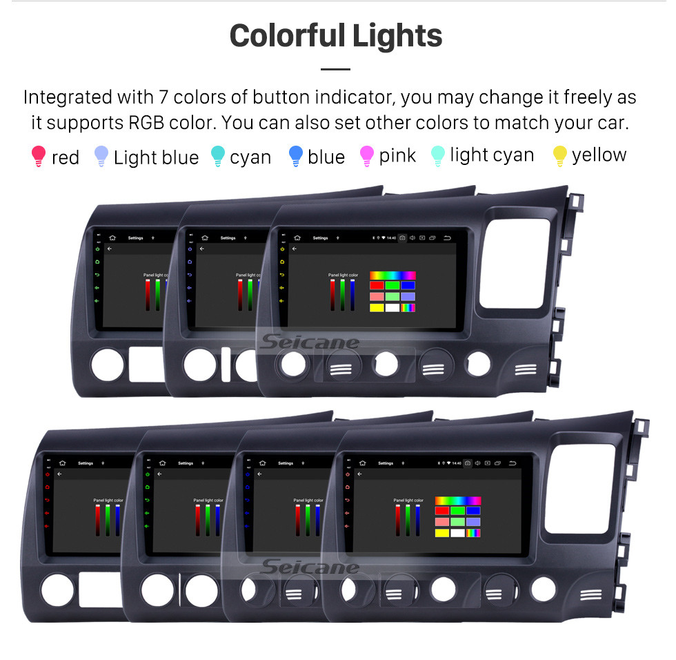 Seicane 2006-2011 Honda Civic RHD 9 polegada Android 9.0 Navegação GPS Rádio Bluetooth HD Touchscreen USB Carplay Música suporte AUX TPMS TV Digital Seicane 2006-2011 Honda Civic RHD 9 polegada Android 9.0 Navegação GPS Rádio Bluetooth HD Touchscreen USB Carplay Música suporte AUX TPMS TV Digital