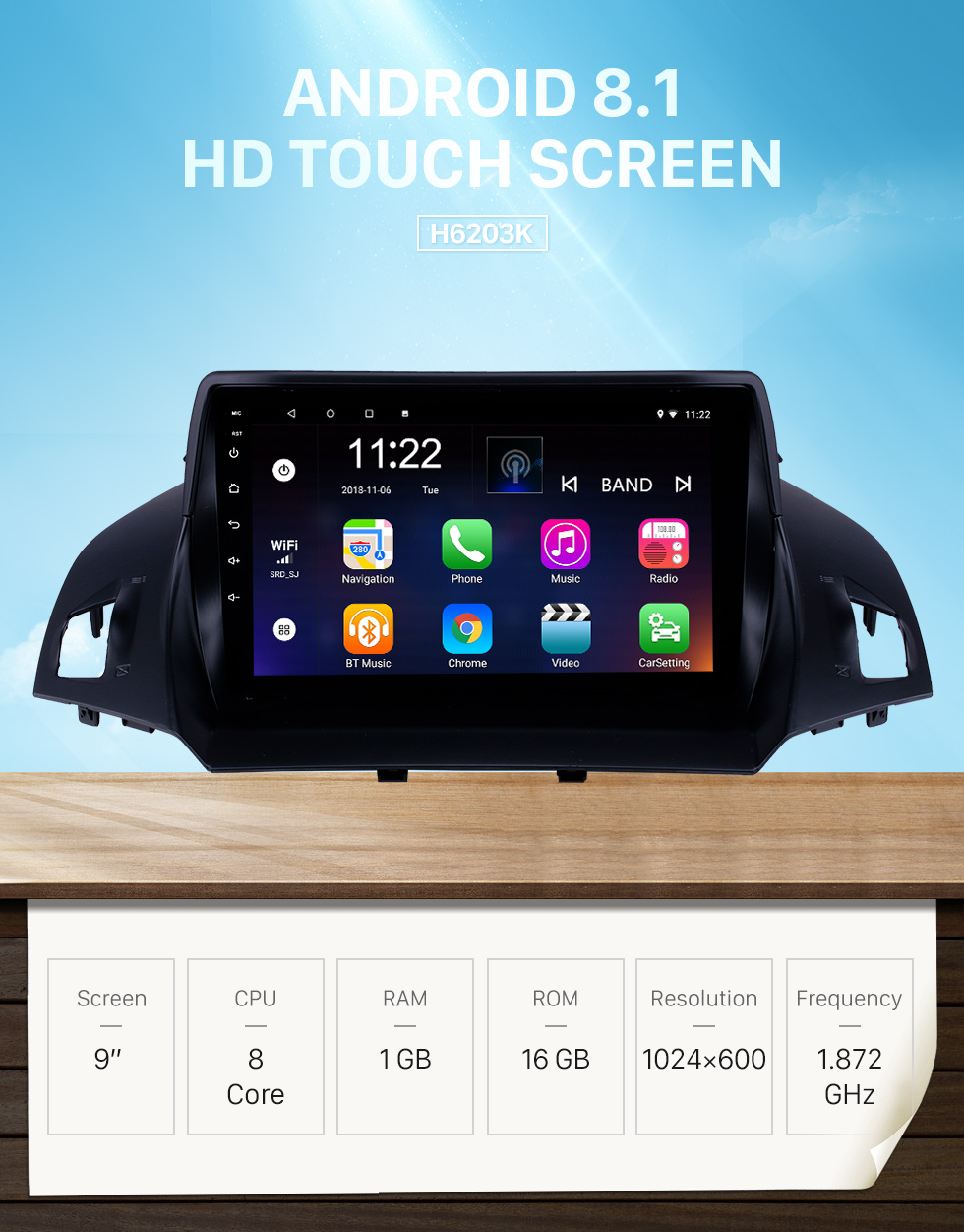 Seicane Android 8.1 9 inch HD Touchscreen GPS Navigation Radio for 2013-2016 Ford Escape with Bluetooth USB WIFI AUX support Backup camera Carplay SWC Seicane Android 8.1 9 inch HD Touchscreen GPS Navigation Radio for 2013-2016 Ford Escape with Bluetooth USB WIFI AUX support Backup camera Carplay SWC