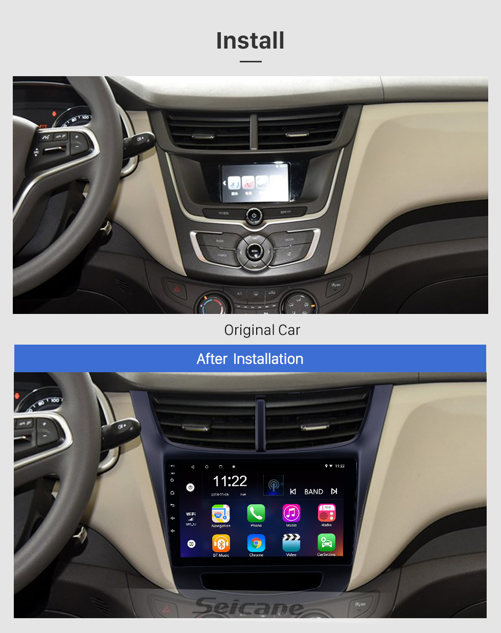 Seicane 2015-2016 Chevy Chevrolet New Sail 9 inch Android 8.1 HD Touchscreen Bluetooth GPS Navigation Radio USB AUX support Carplay 3G WIFI Mirror Link Seicane 2015-2016 Chevy Chevrolet New Sail 9 inch Android 8.1 HD Touchscreen Bluetooth GPS Navigation Radio USB AUX support Carplay 3G WIFI Mirror Link