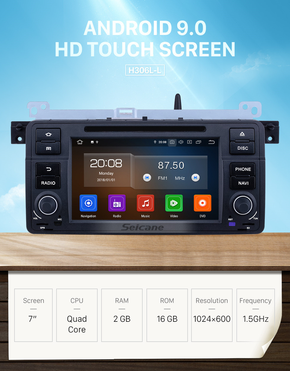 Seicane 7 polegada android 9.0 gps rádio de navegação para 1998-2006 bmw 3 series e46 com hd touchscreen carplay bluetooth música usb apoio espelho link câmera de backup Seicane 7 polegada android 9.0 gps rádio de navegação para 1998-2006 bmw 3 series e46 com hd touchscreen carplay bluetooth música usb apoio espelho link câmera de backup
